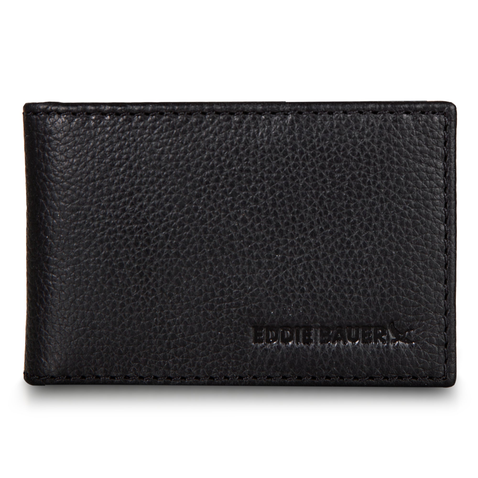 Eddie Bauer EB Signature Logo Leather Bifold with Money Clip Wallet