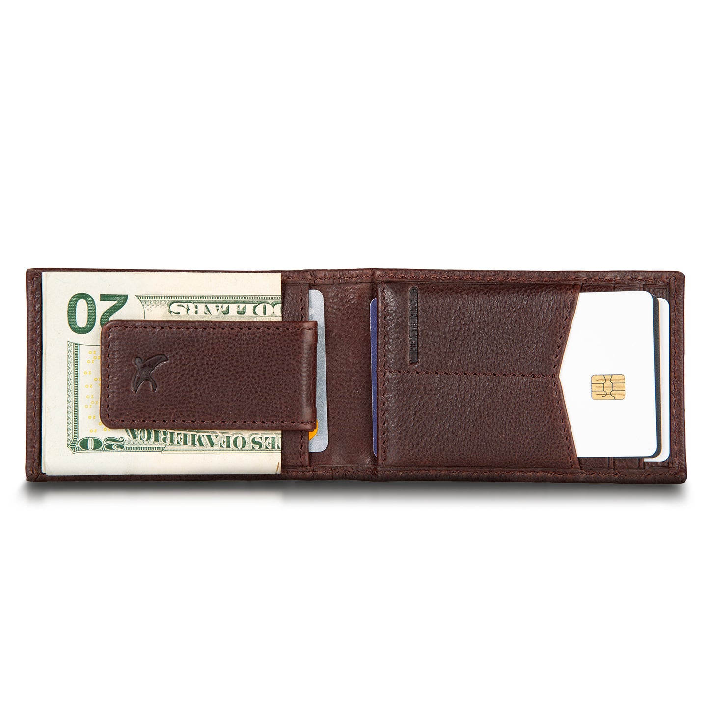 Eb Signature Logo Leather Bifold With Money Clip Wallet-Black-16