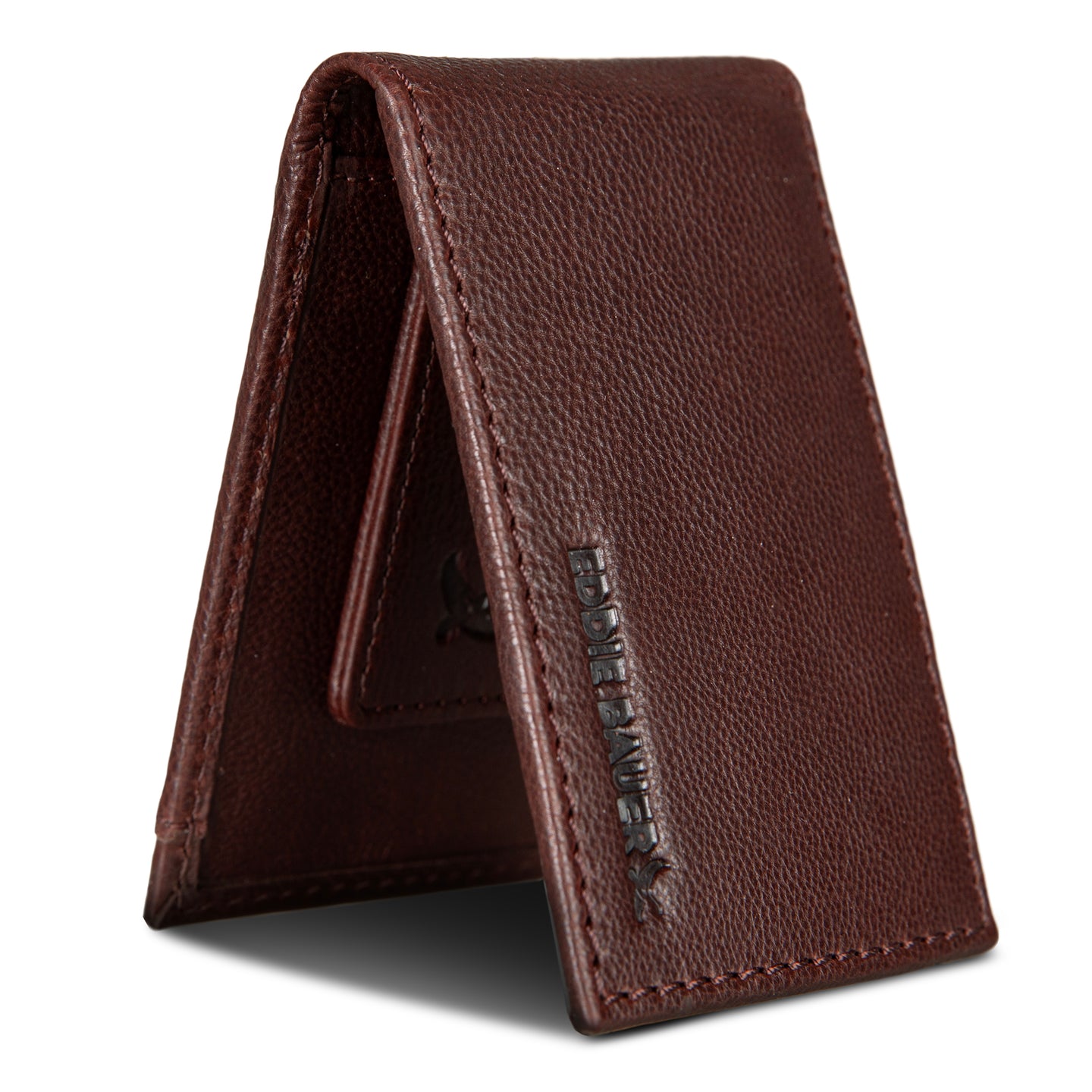 Eb Signature Logo Leather Bifold With Money Clip Wallet-Black-18