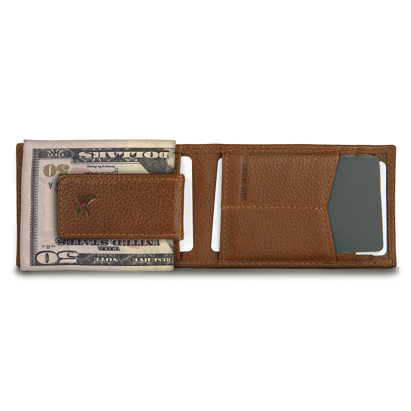 Eb Signature Logo Leather Bifold With Money Clip Wallet-Black-14