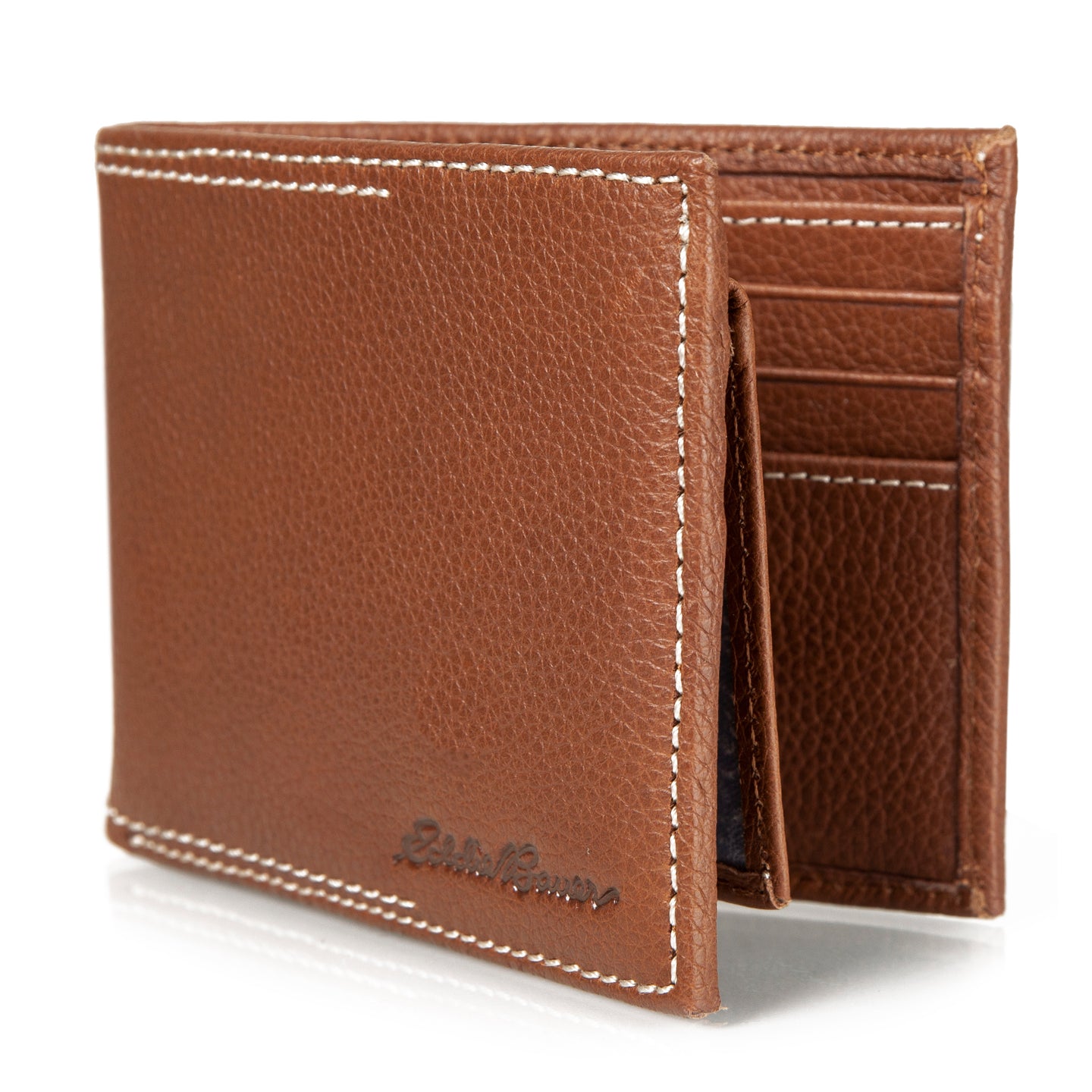 Eb Signature Top Stitch Leather Passcase Wallet-Tan-7