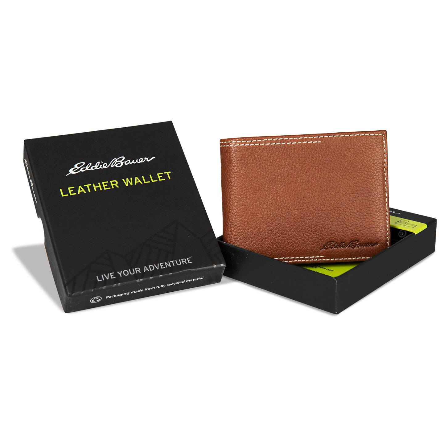 Eb Signature Top Stitch Leather Passcase Wallet-Tan-8
