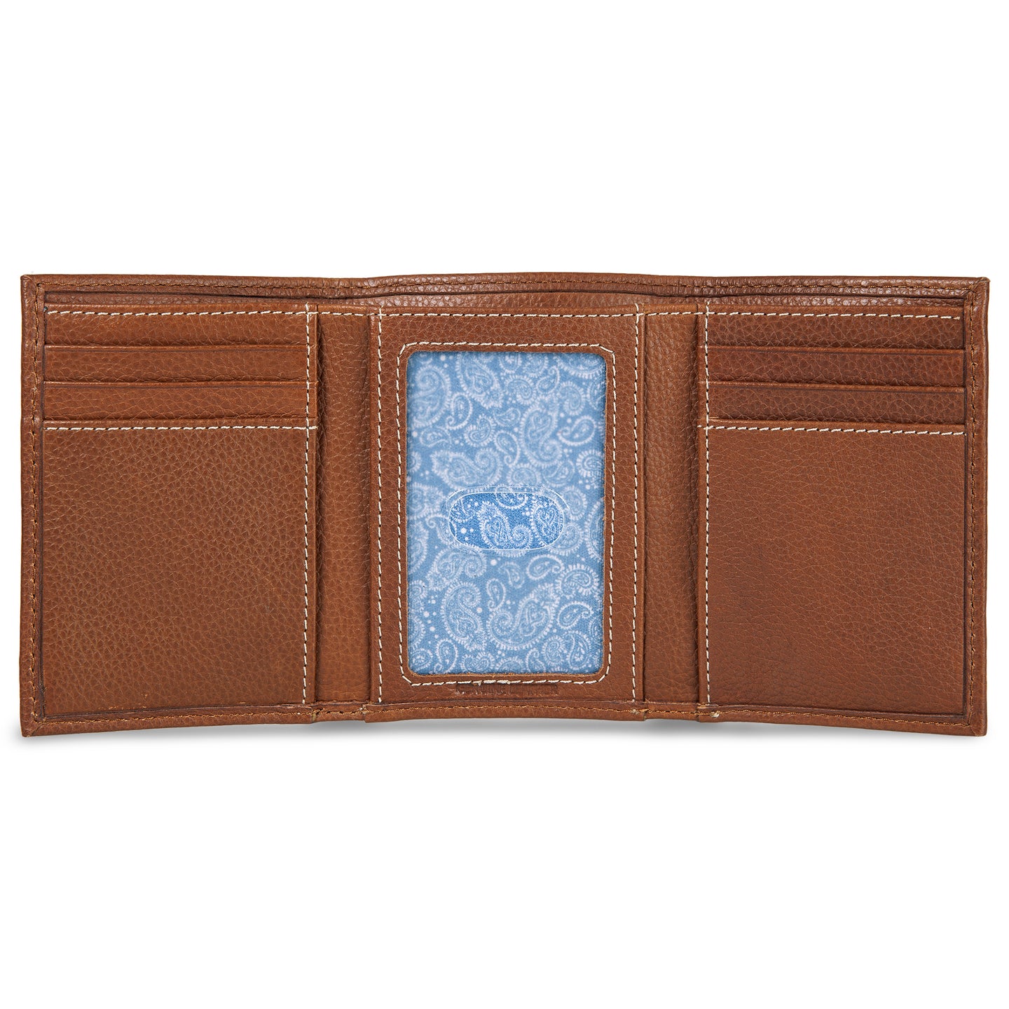 Eb Signature Top Stitch Leather Trifold Wallet-Tan-4