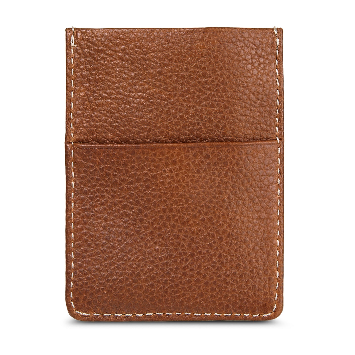 Eb Signature Top Stitch Magnetic Leather Card Case-Tan-2