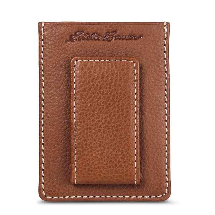 EB Signature Top Stitch Magnetic Leather Card Case