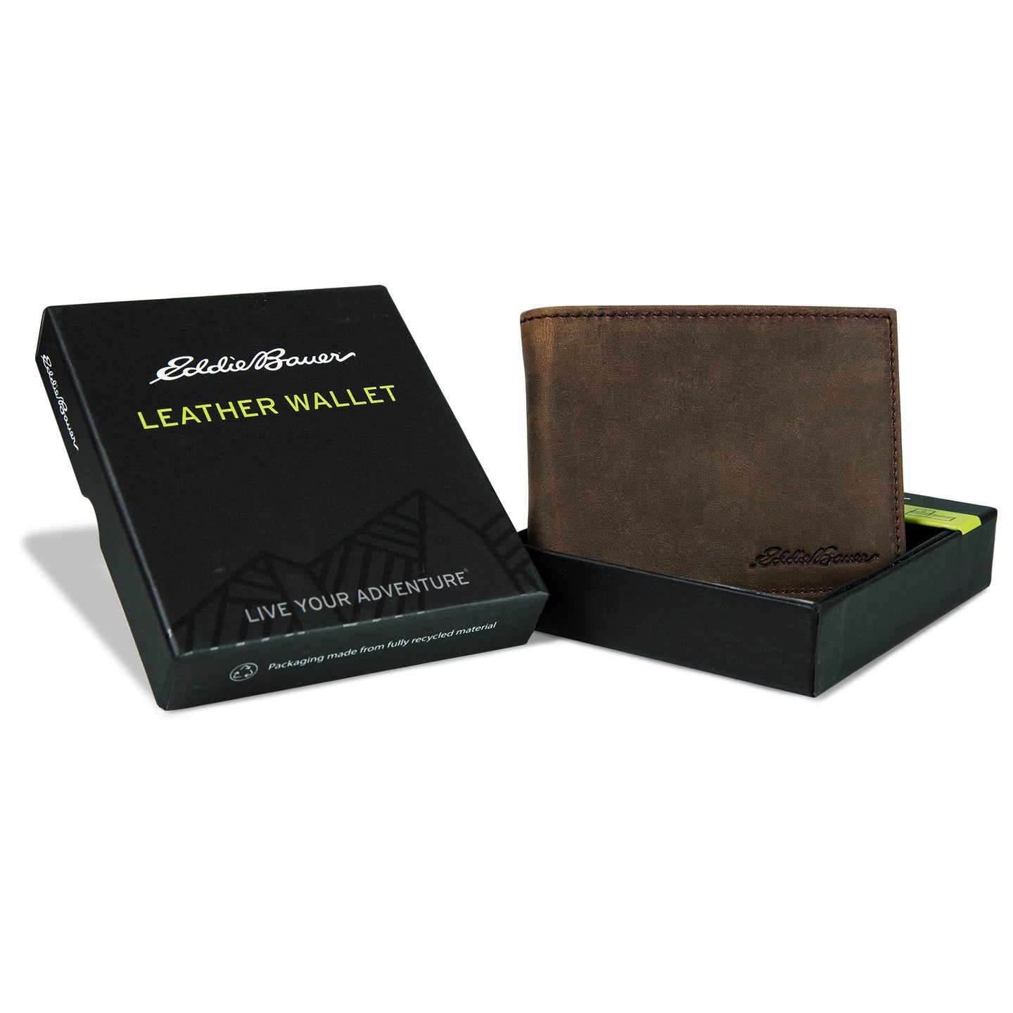 Leather Removable Passcase Wallet With Embossed Sasquatch-Tan-11