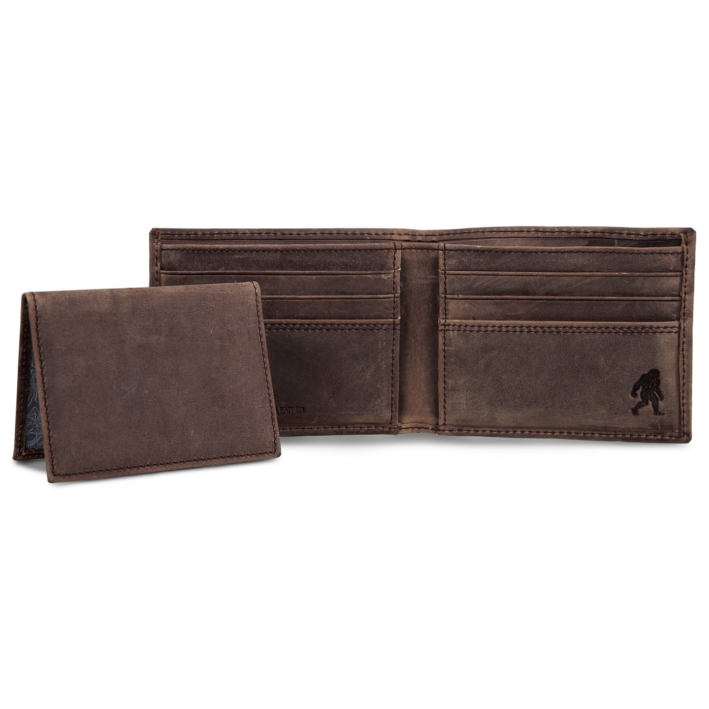 Leather Removable Passcase Wallet With Embossed Sasquatch-Tan-7