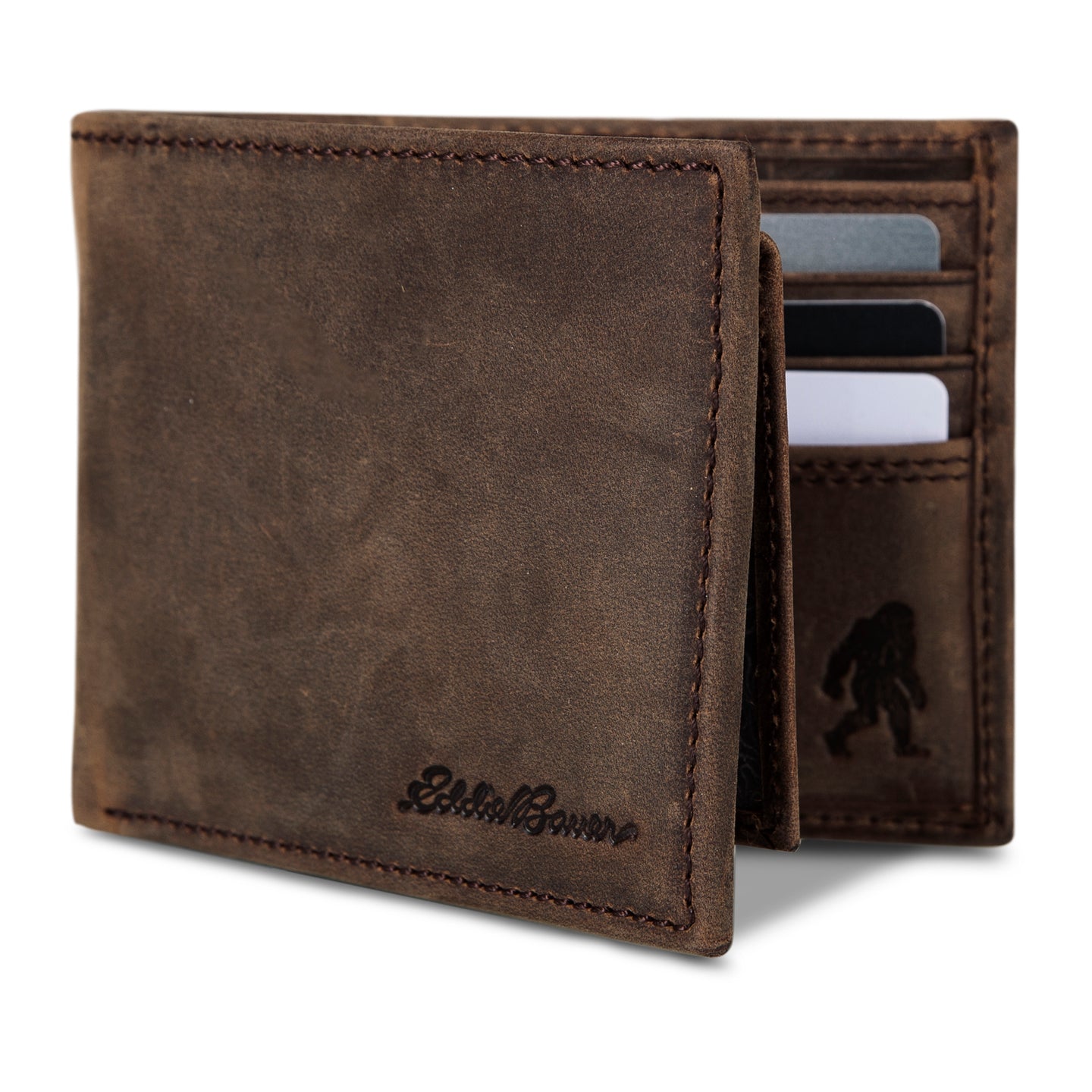 Leather Removable Passcase Wallet With Embossed Sasquatch-Tan-9