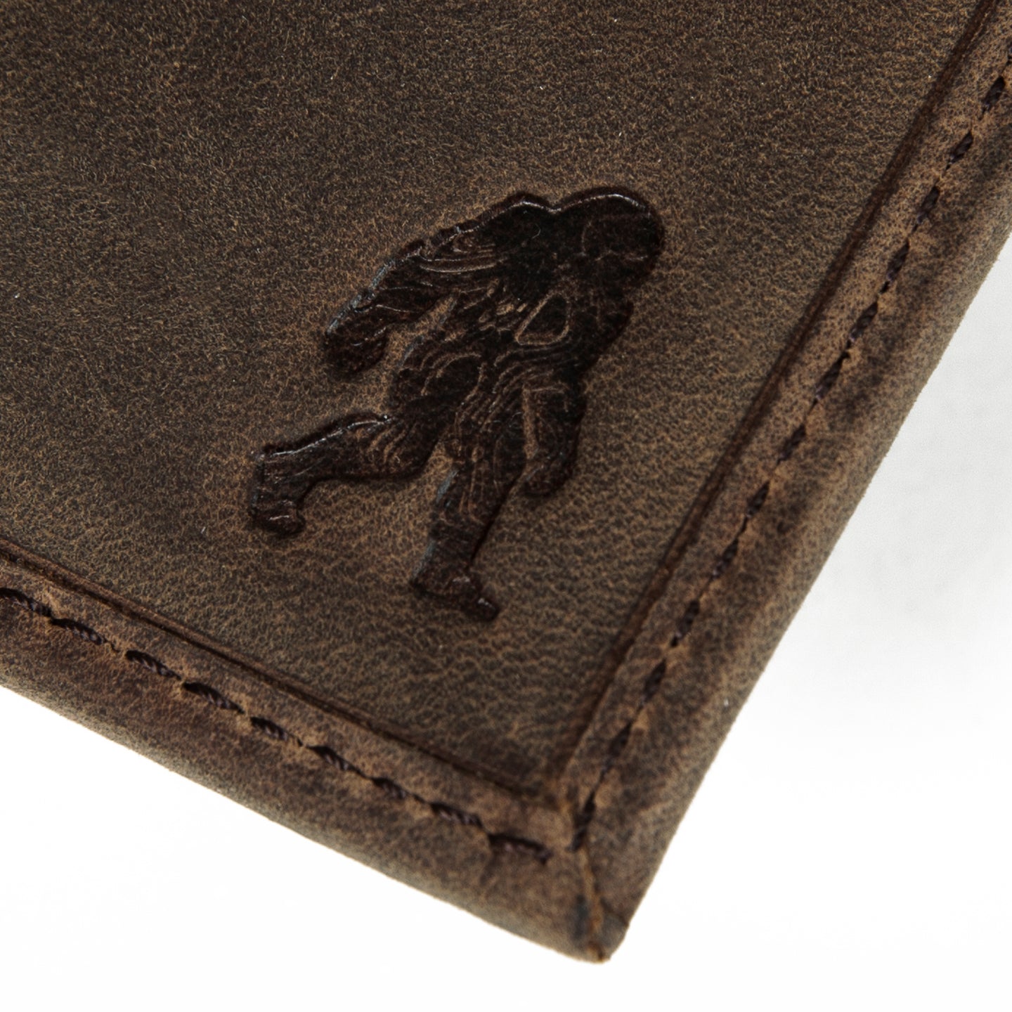 Leather Trifold Wallet With Embossed Sasquatch-Tan-4