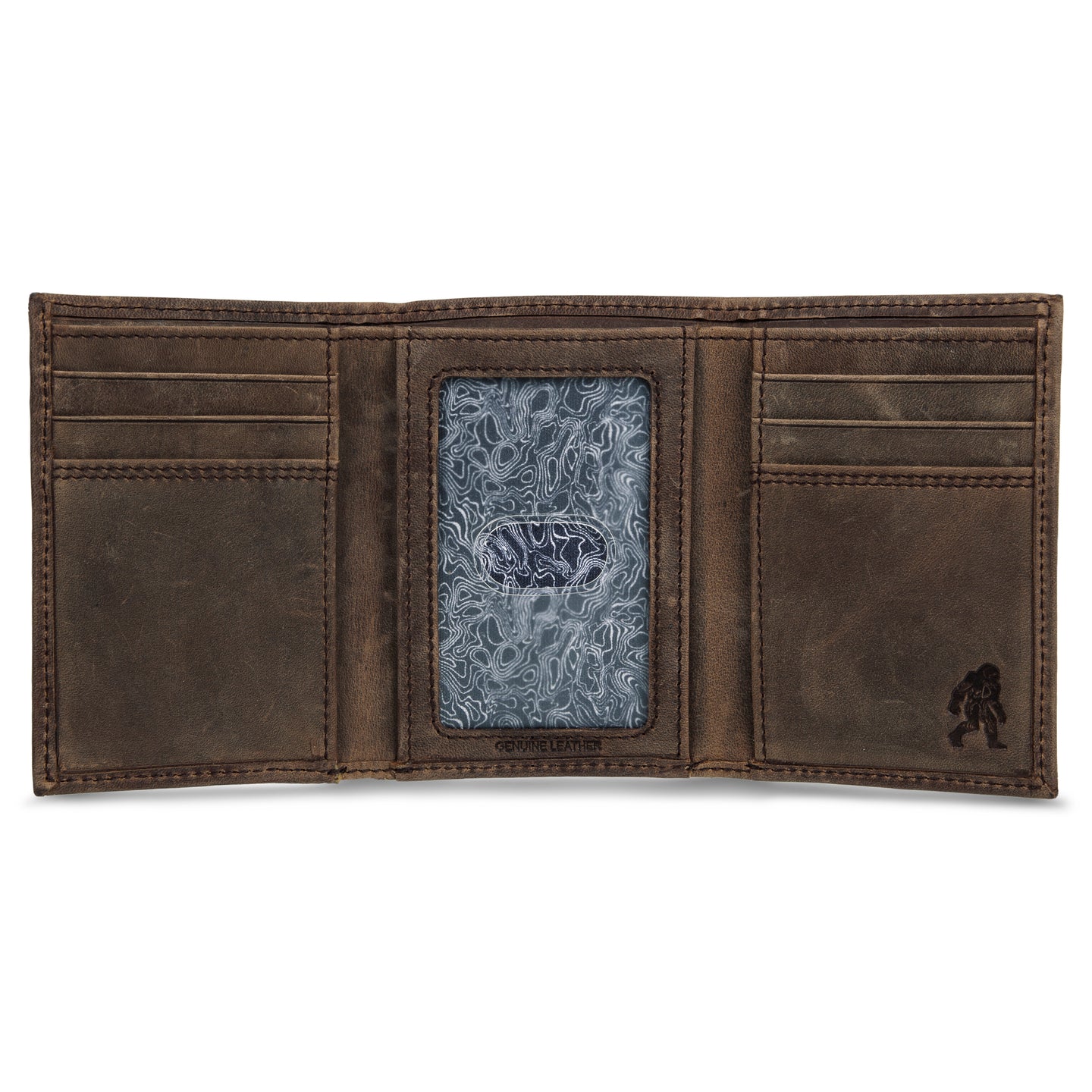 Leather Trifold Wallet With Embossed Sasquatch-Tan-6