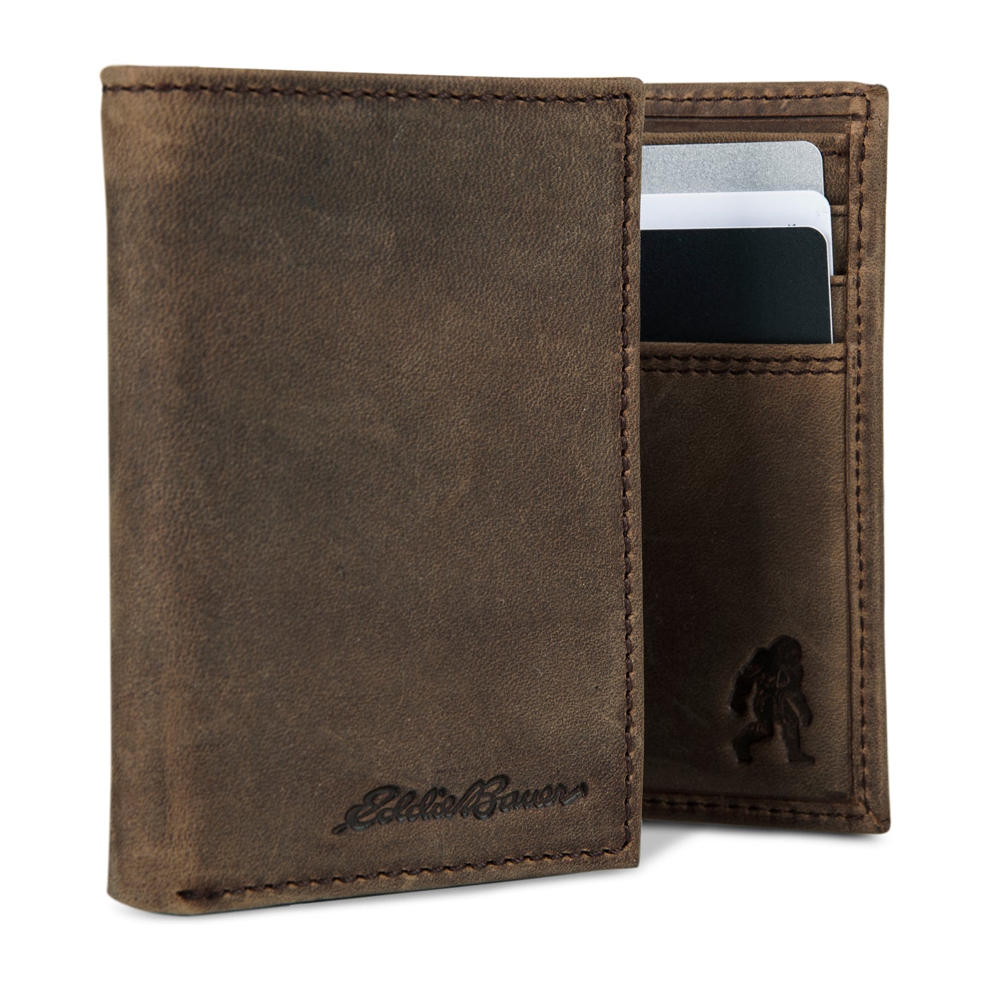 Leather Trifold Wallet With Embossed Sasquatch-Tan-8
