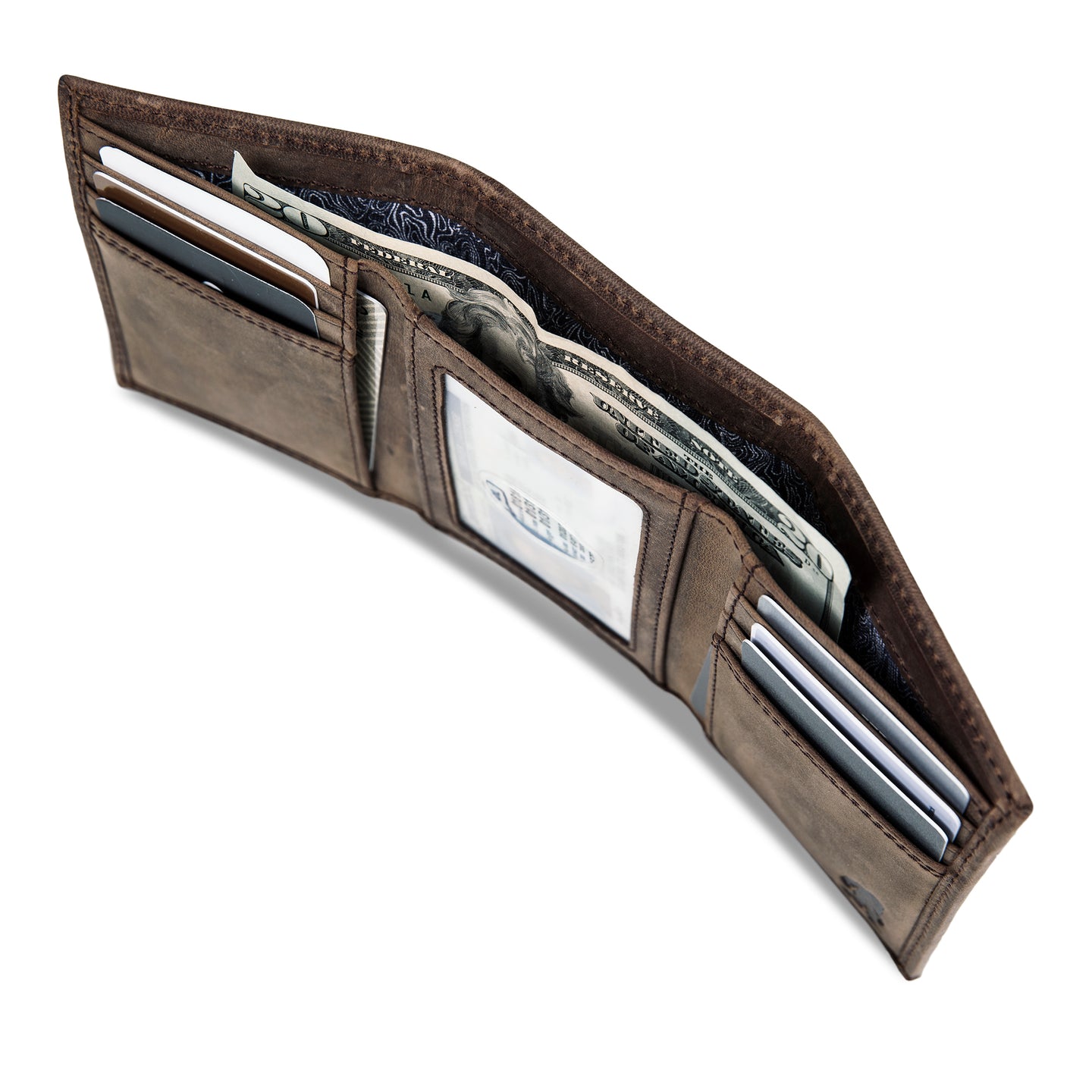 Leather Trifold Wallet With Embossed Sasquatch-Tan-9