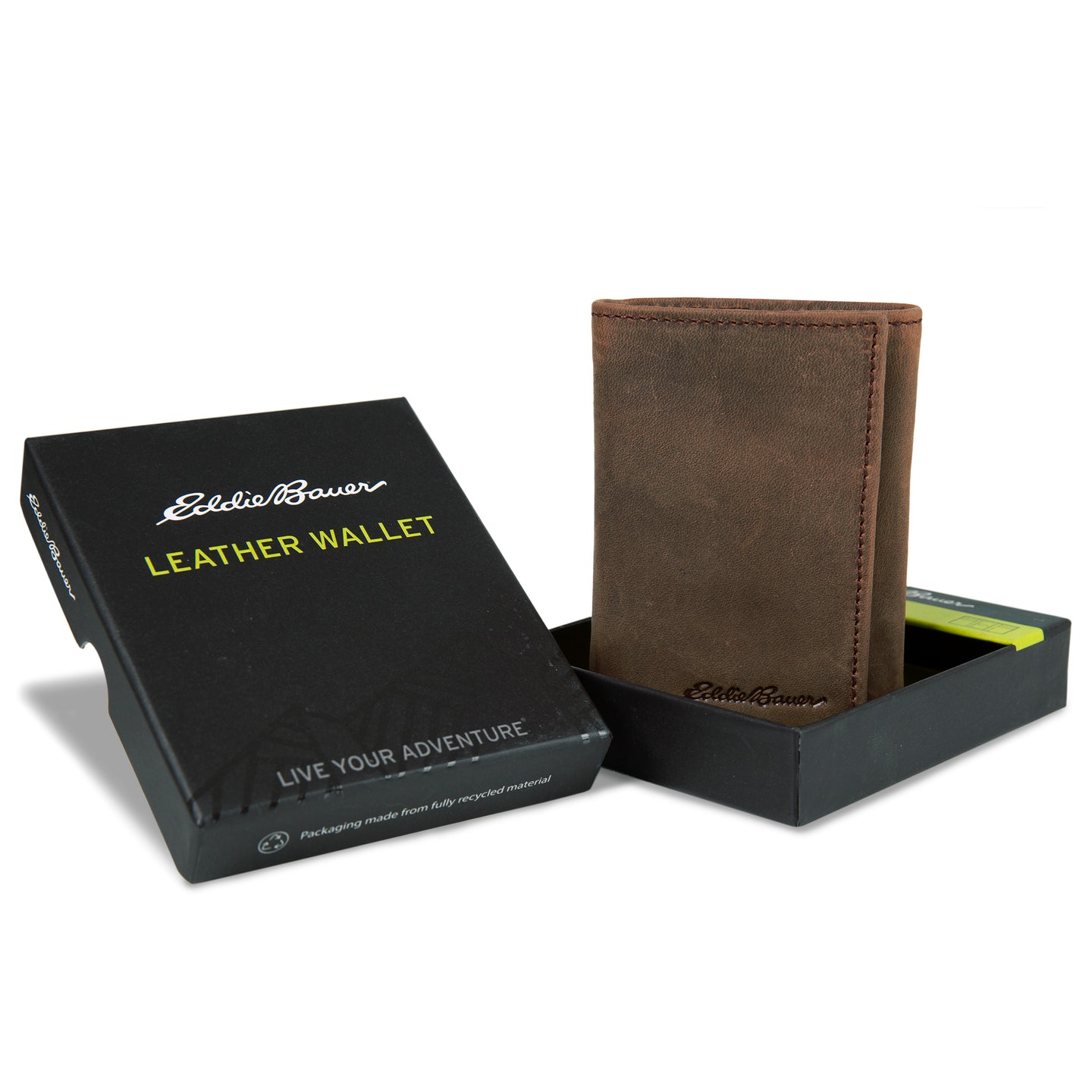 Leather Trifold Wallet With Embossed Sasquatch-Tan-10