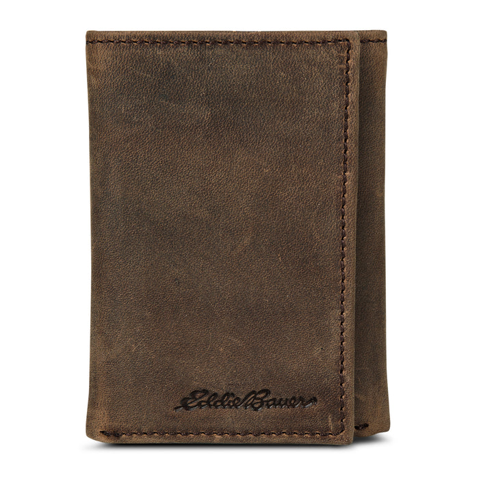 Leather Trifold Wallet With Embossed Sasquatch