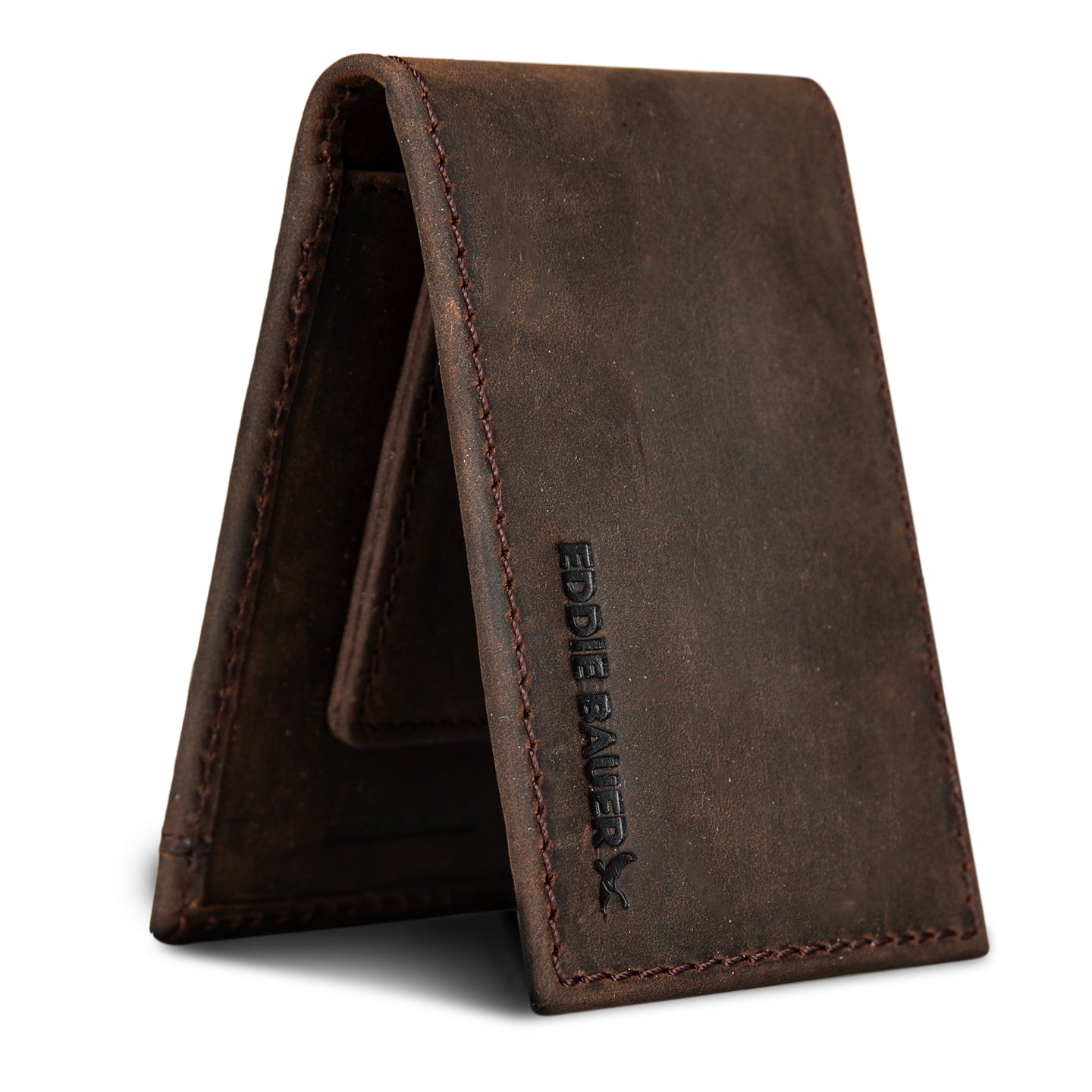 Money Clip Bifold Leather Wallet With Embossed Sasquatch-Tan-6