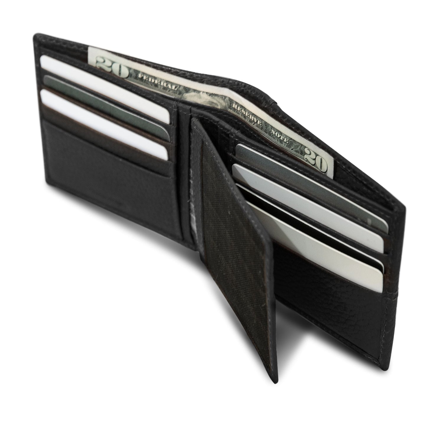Extra Capacity Rugged Leather Bifold With Flip Id-Black-21