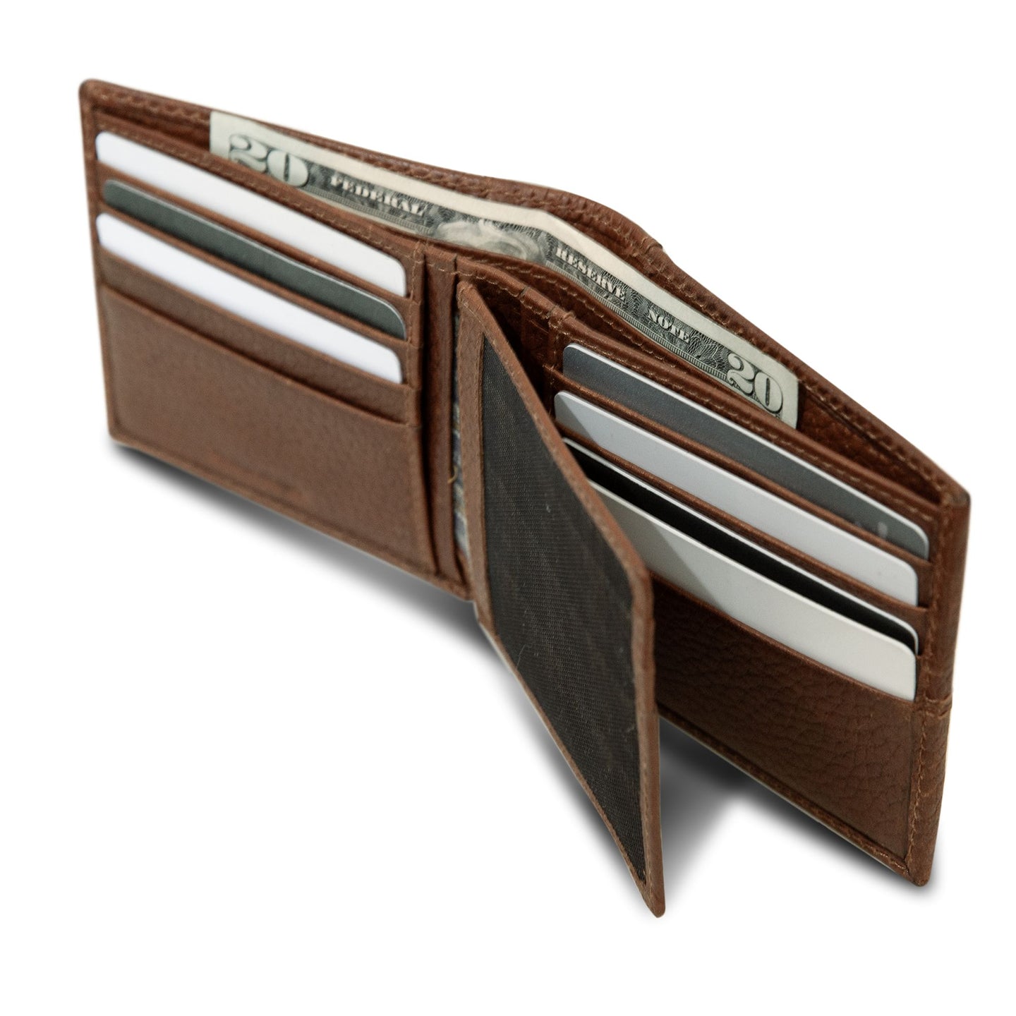 Extra Capacity Rugged Leather Bifold With Flip Id-Black-23