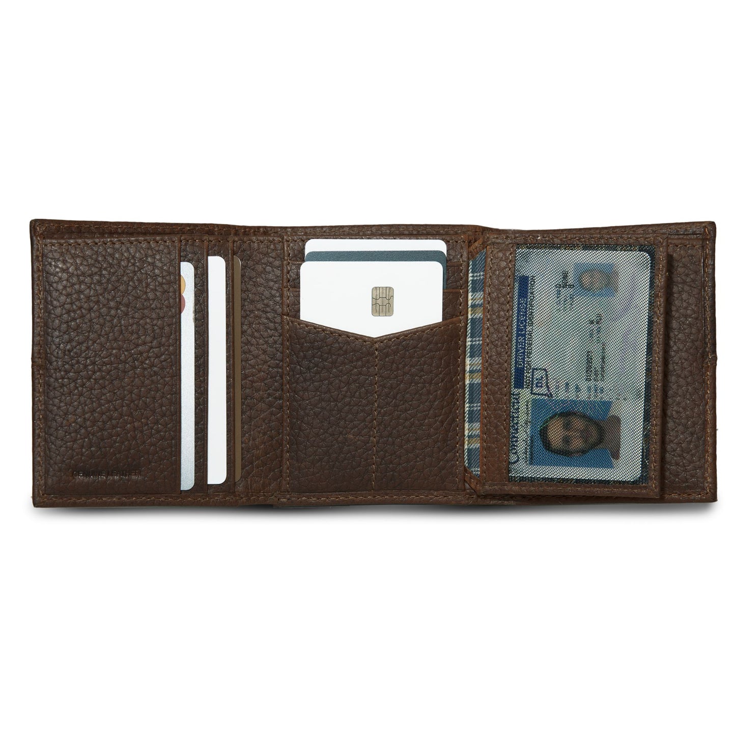 Extra Capacity Rugged Leather Trifold With Flip Id-Black-17
