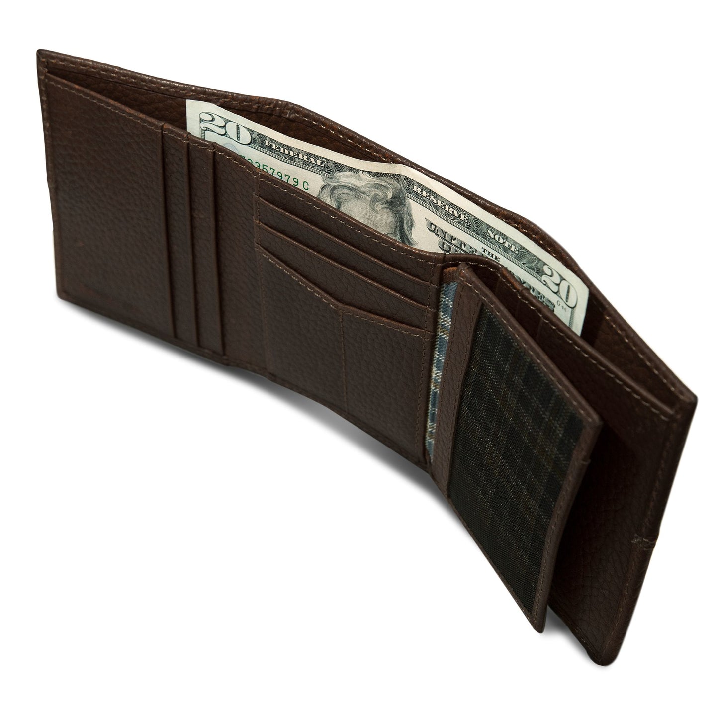 Extra Capacity Rugged Leather Trifold With Flip Id-Black-23