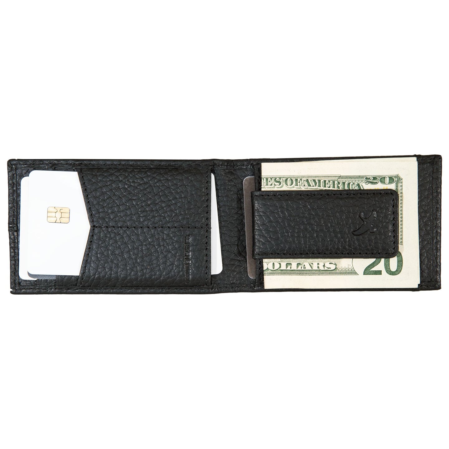 Rugged Leather Money Clip Bifold Wallet-Black-13