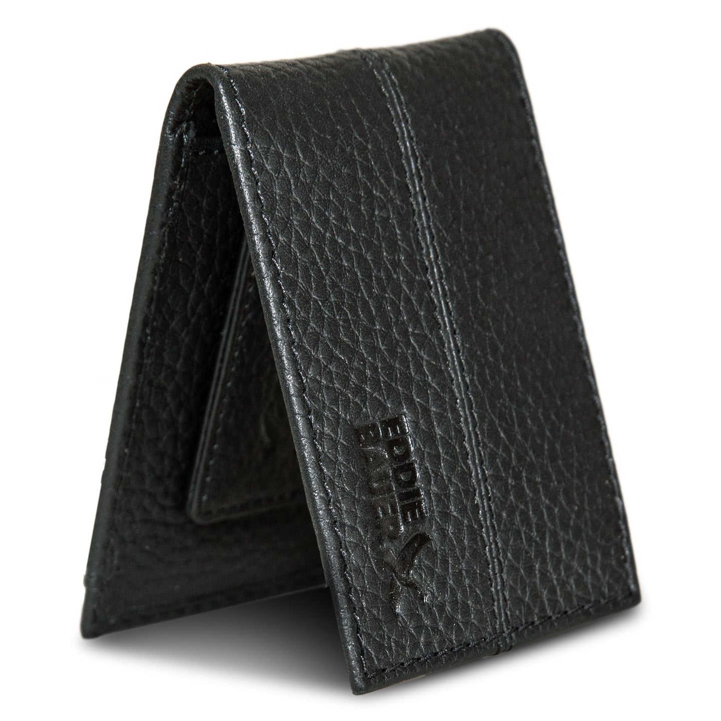 Rugged Leather Money Clip Bifold Wallet-Black-16