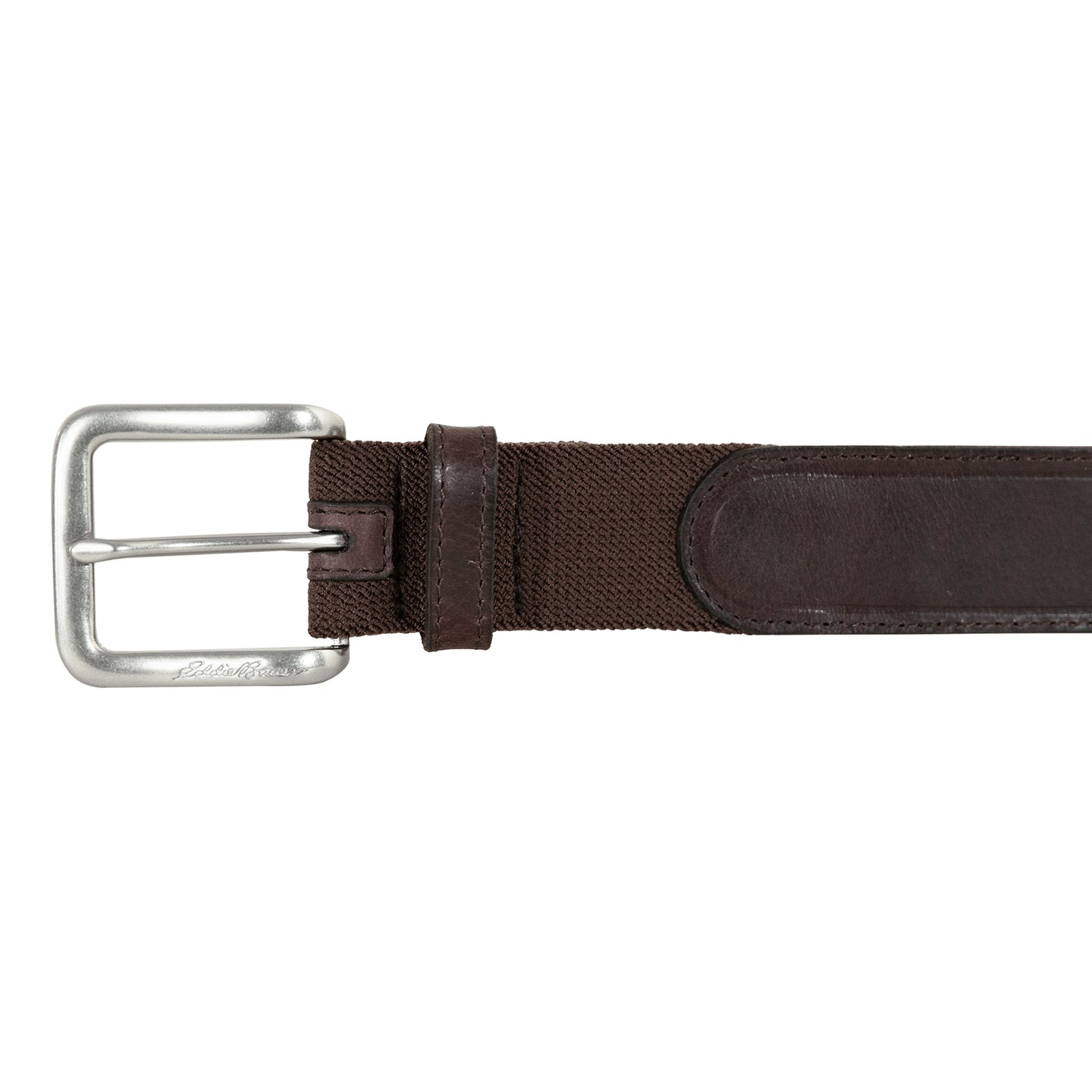 Rugged Leather Belt With Stretch Tab-Brown-3