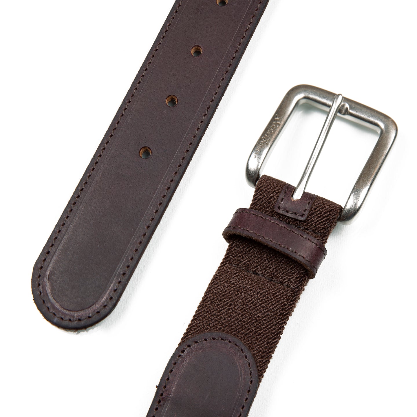Rugged Leather Belt With Stretch Tab-Brown-4