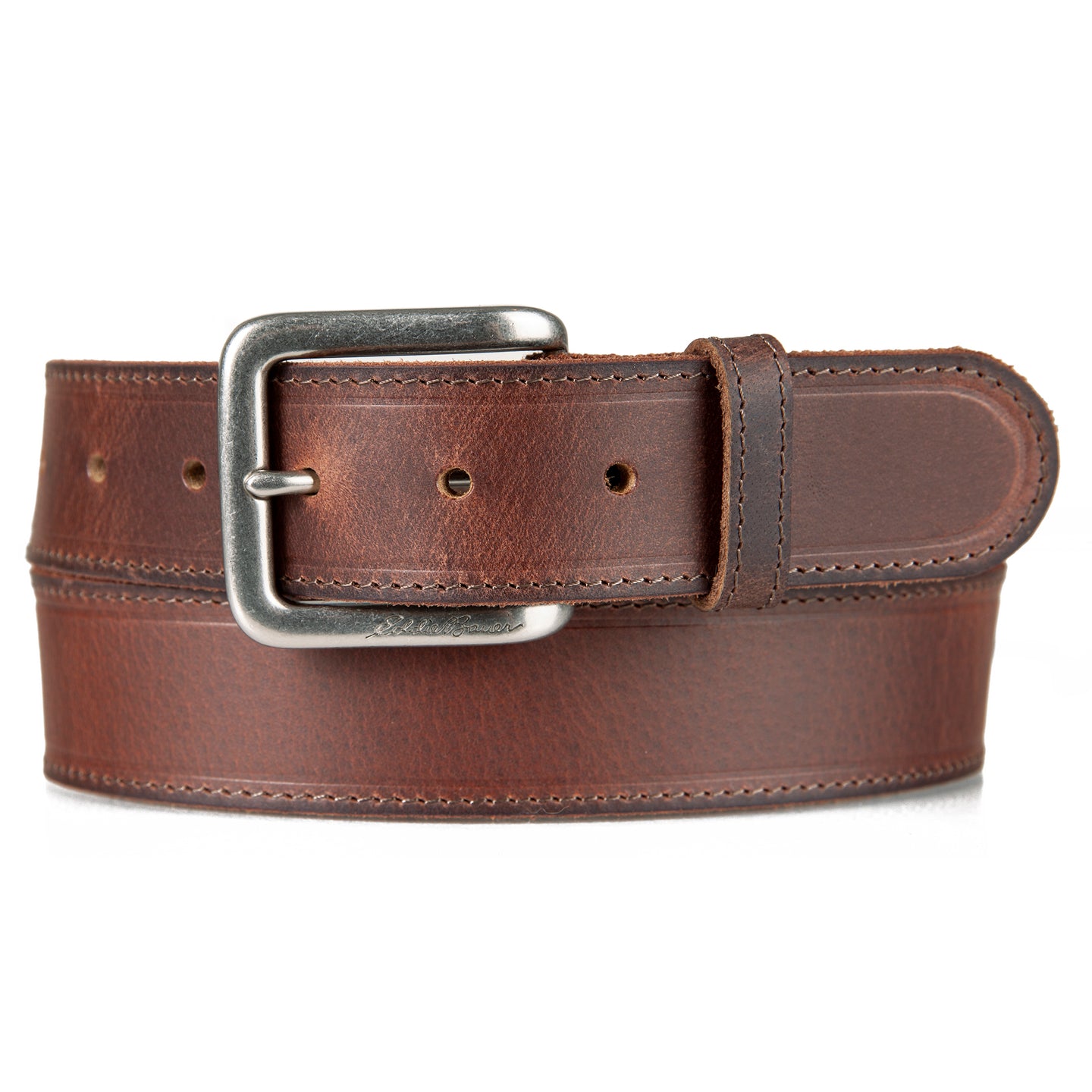 Rugged Leather Belt With Stretch Tab-TAN-7