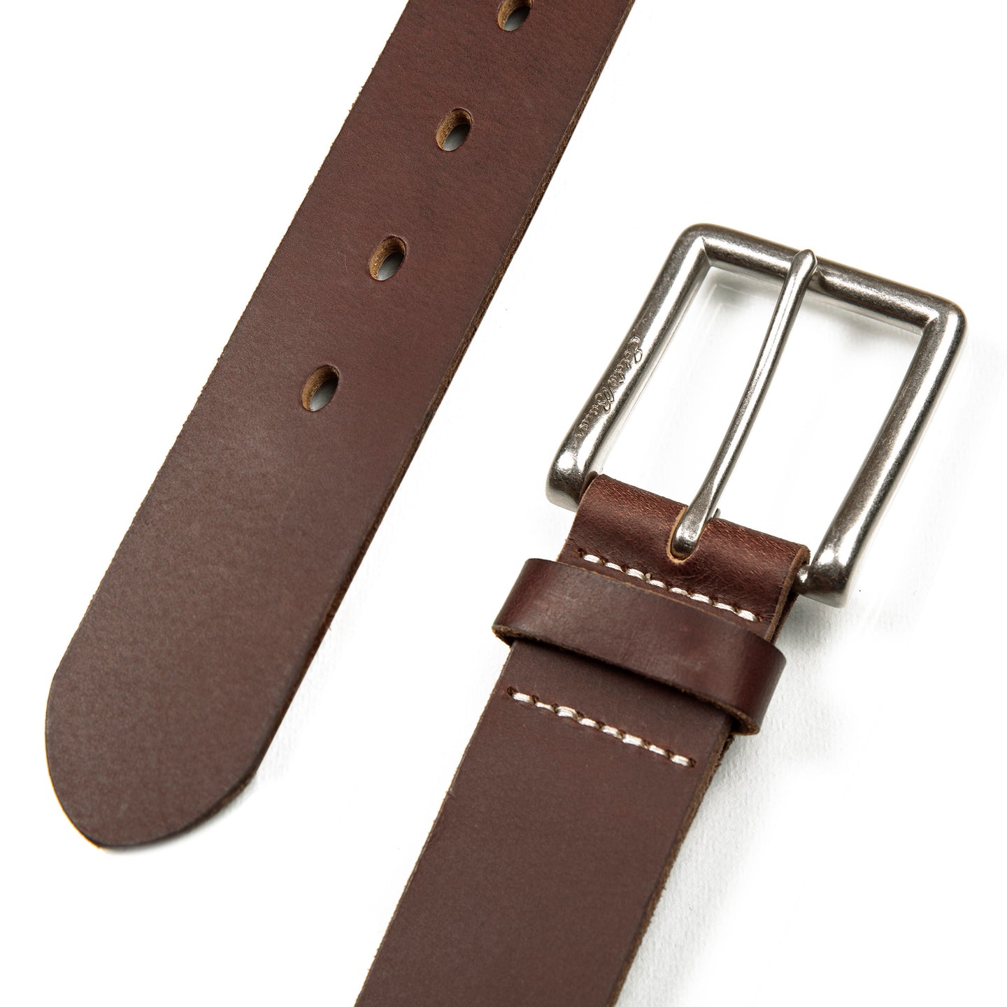 Reinforced Tab Leather Belt-Brown-2
