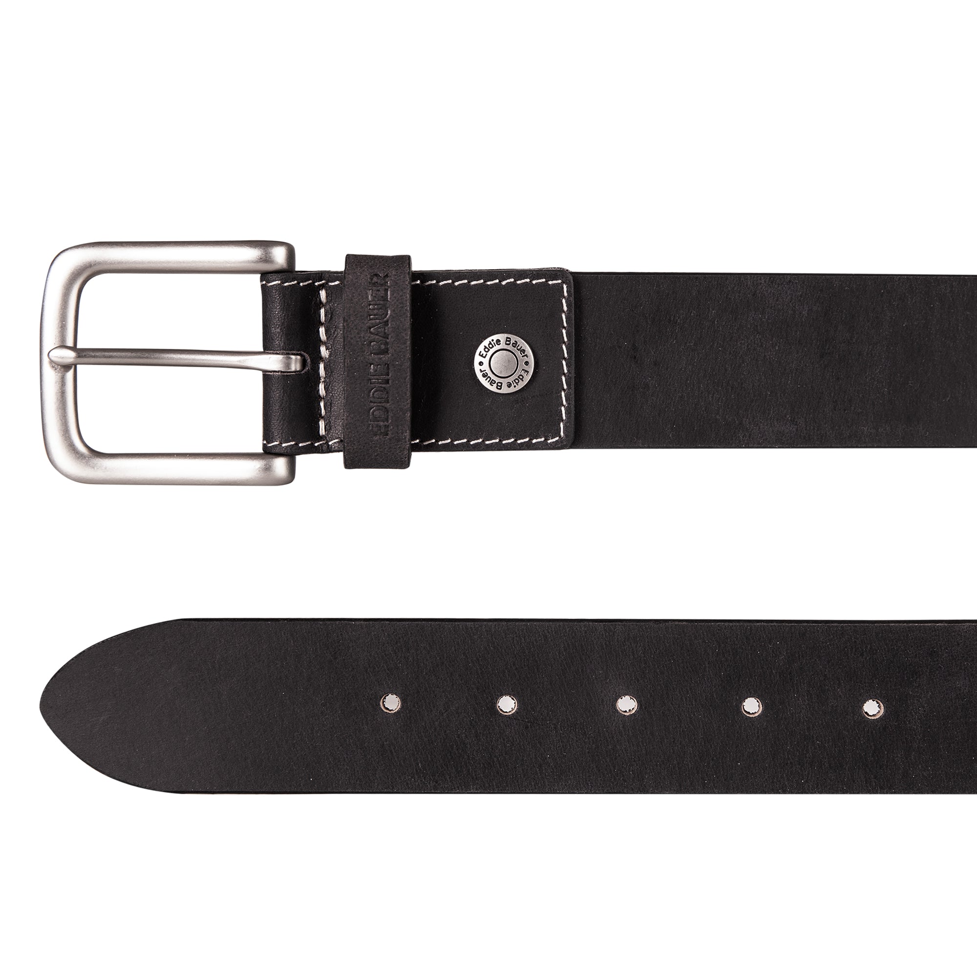 Eddie Bauer Men's Bridle Leather Belt with Nickel Finish Buckle