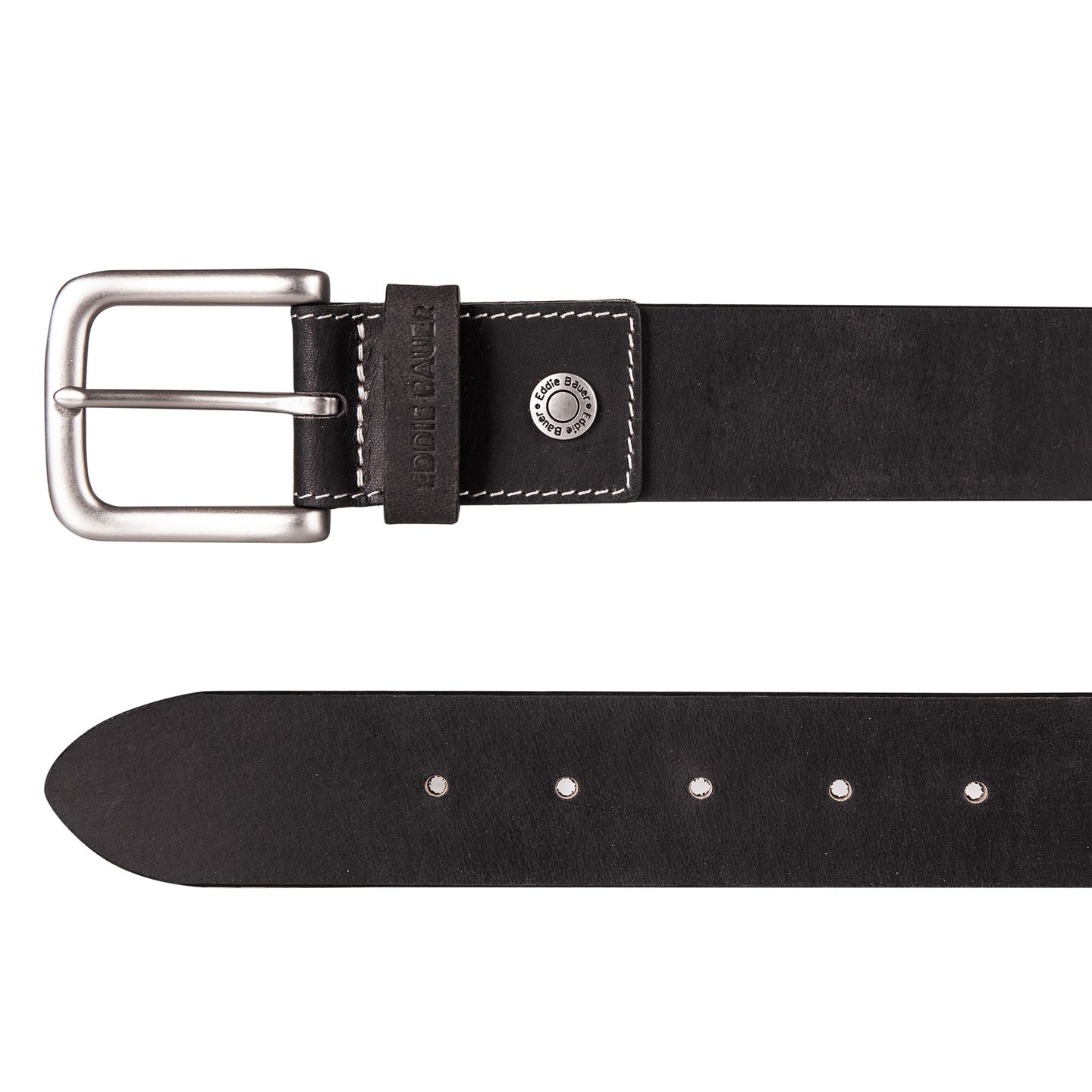 Bridle Leather Belt With Nickel Finish Buckle-Black-2