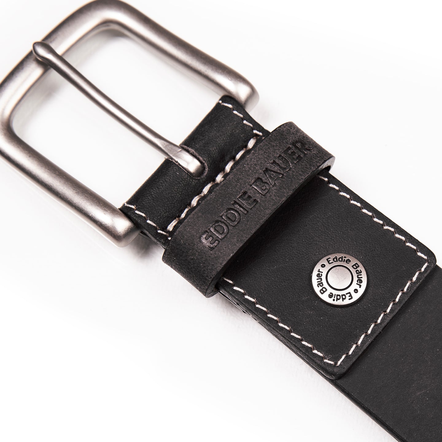 Bridle Leather Belt With Nickel Finish Buckle-Black-3