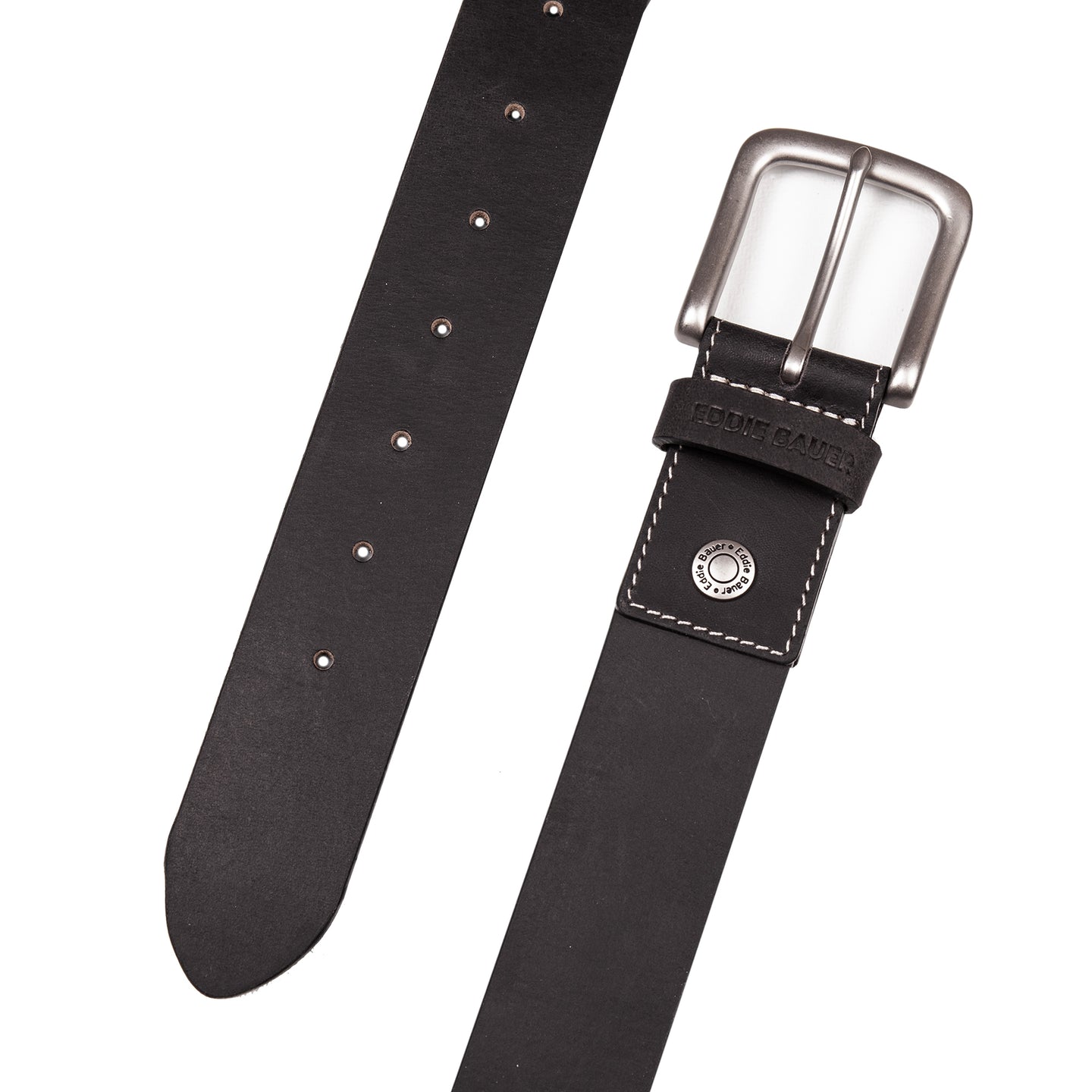 Bridle Leather Belt With Nickel Finish Buckle-Black-4