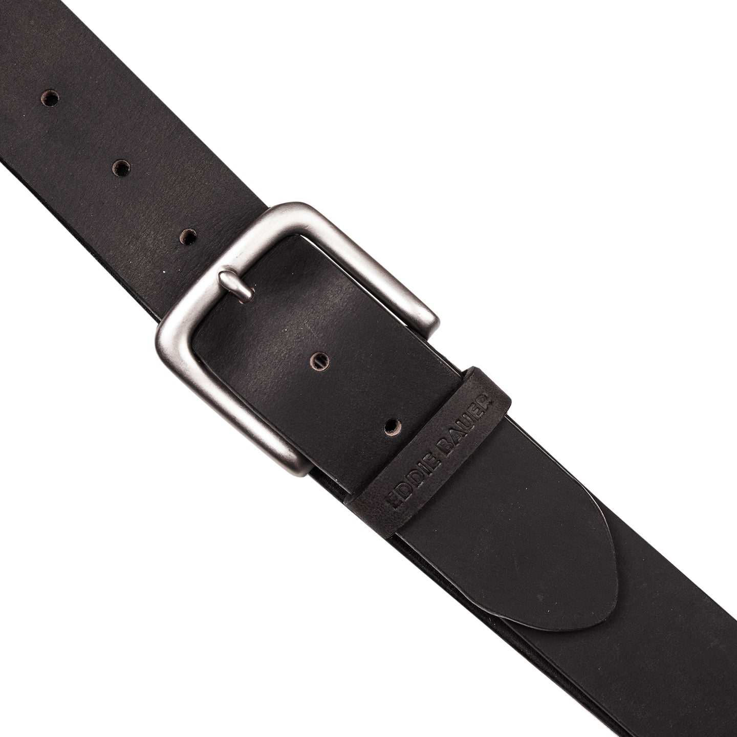 Bridle Leather Belt With Nickel Finish Buckle-Black-5