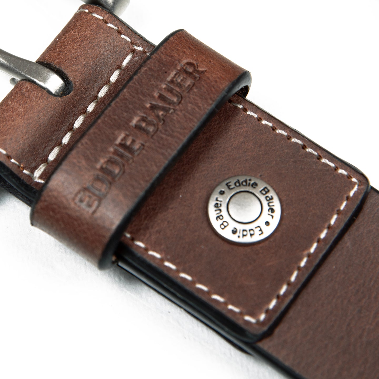 Bridle Leather Belt With Nickel Finish Buckle-Brown-9