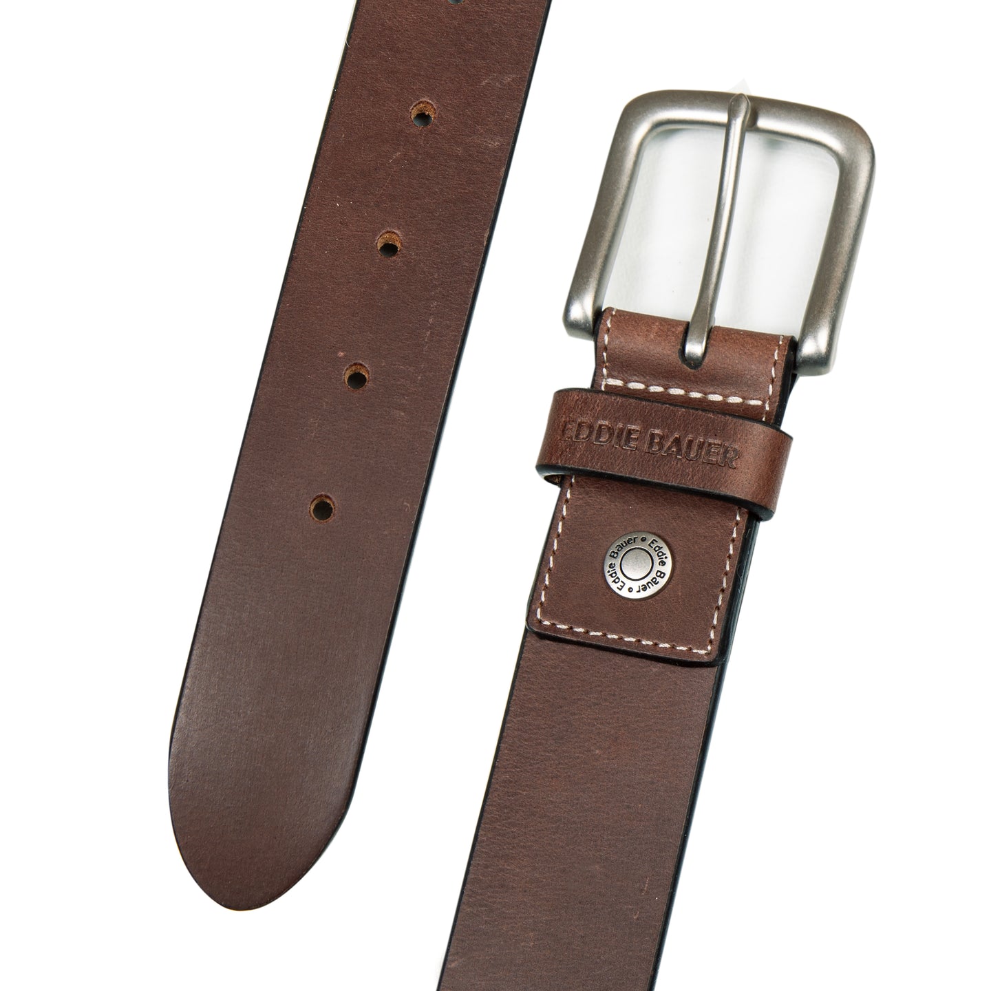 Bridle Leather Belt With Nickel Finish Buckle-Brown-10