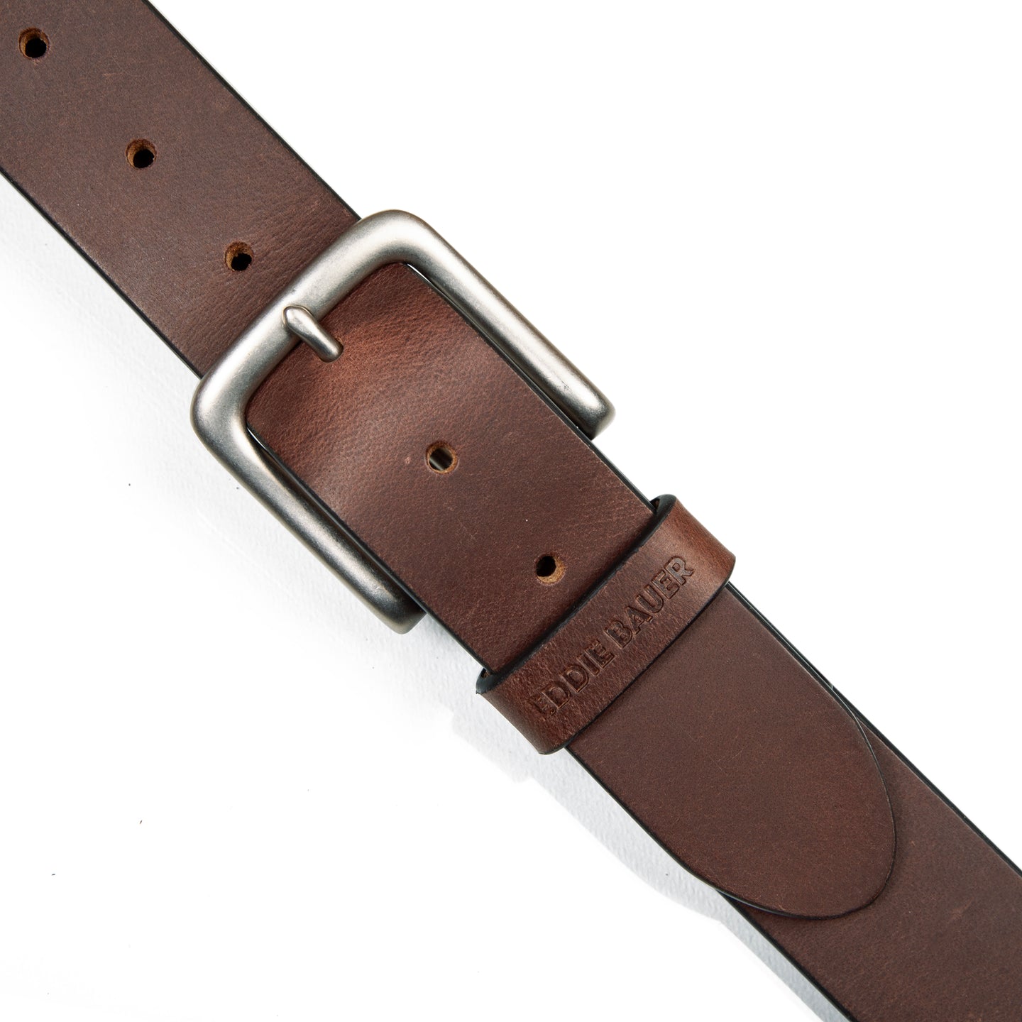 Bridle Leather Belt With Nickel Finish Buckle-Brown-11
