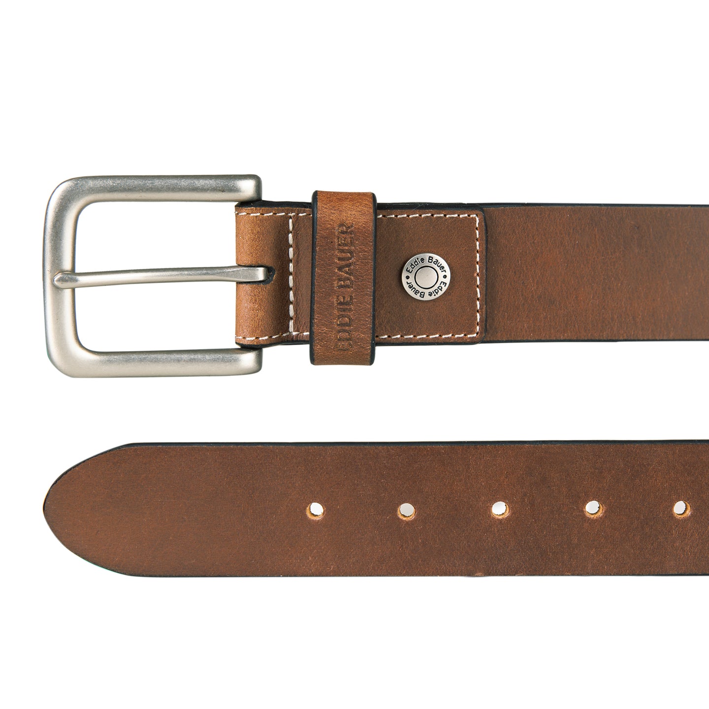 Bridle Leather Belt With Nickel Finish Buckle-TAN-14