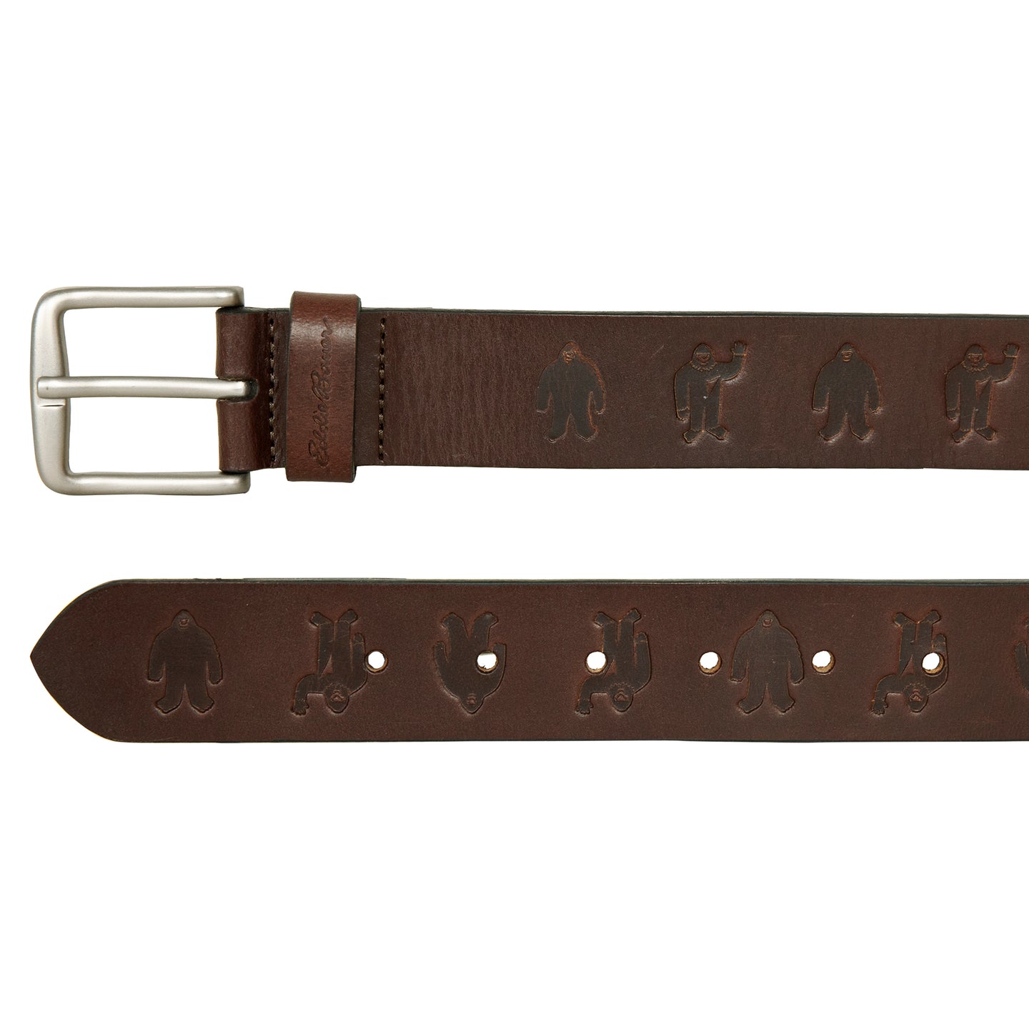 Embossed Sasquatch Harness Leather Belt-Brown-2