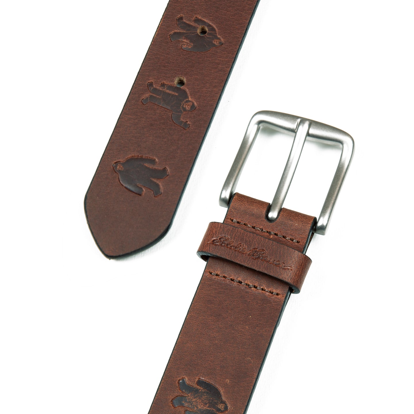 Embossed Sasquatch Harness Leather Belt-Brown-4