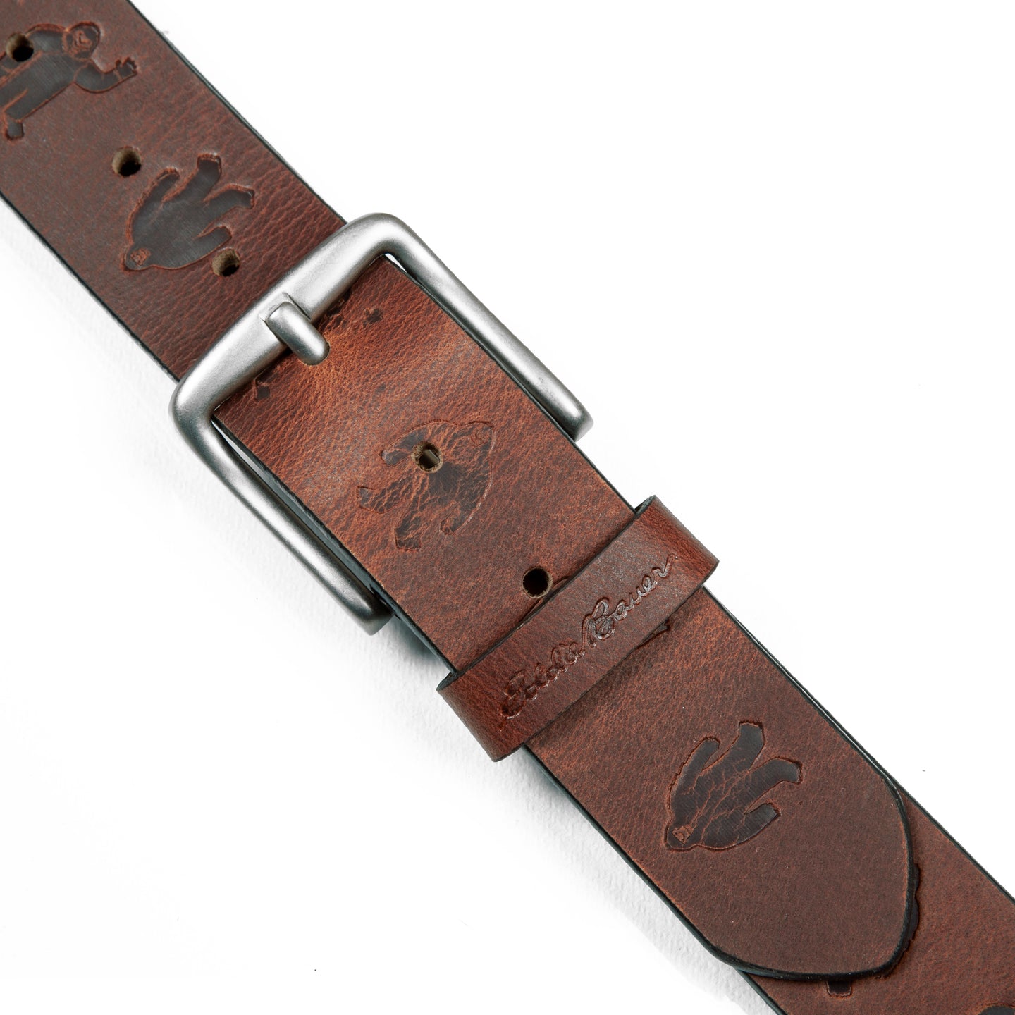 Embossed Sasquatch Harness Leather Belt-Brown-5