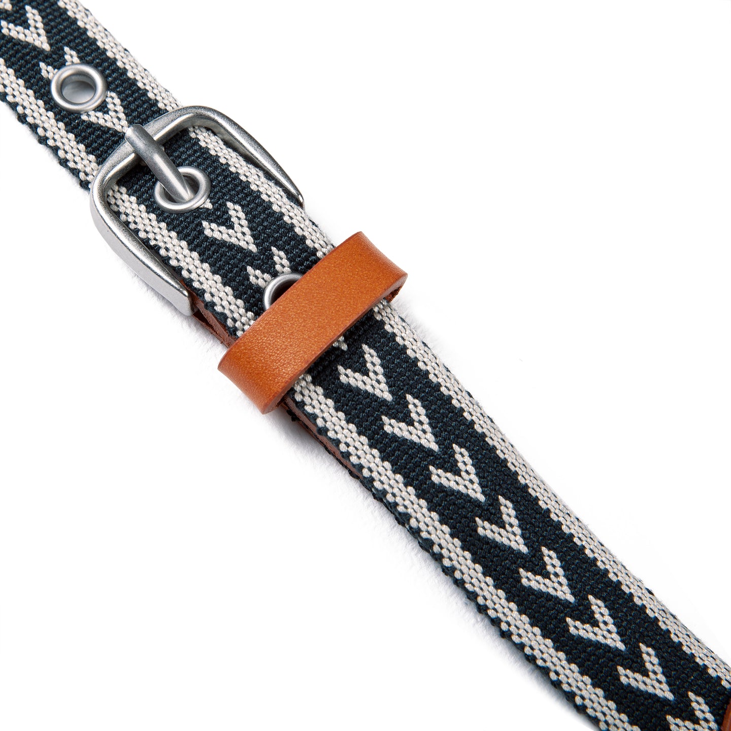 Cascade Woven Belt With Metal Buckle-Navy-3