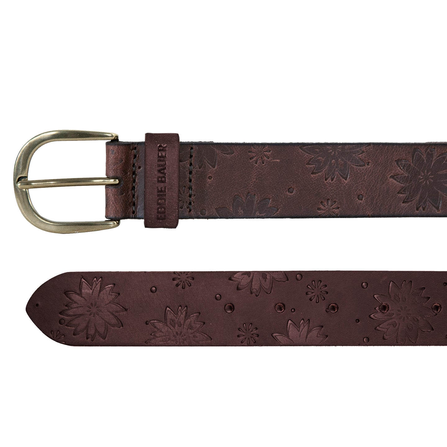 Floral Tooled Leather Belt-Brown-2
