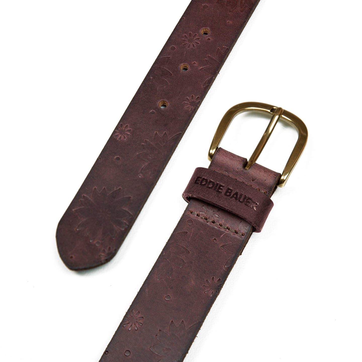 Floral Tooled Leather Belt-Brown-4