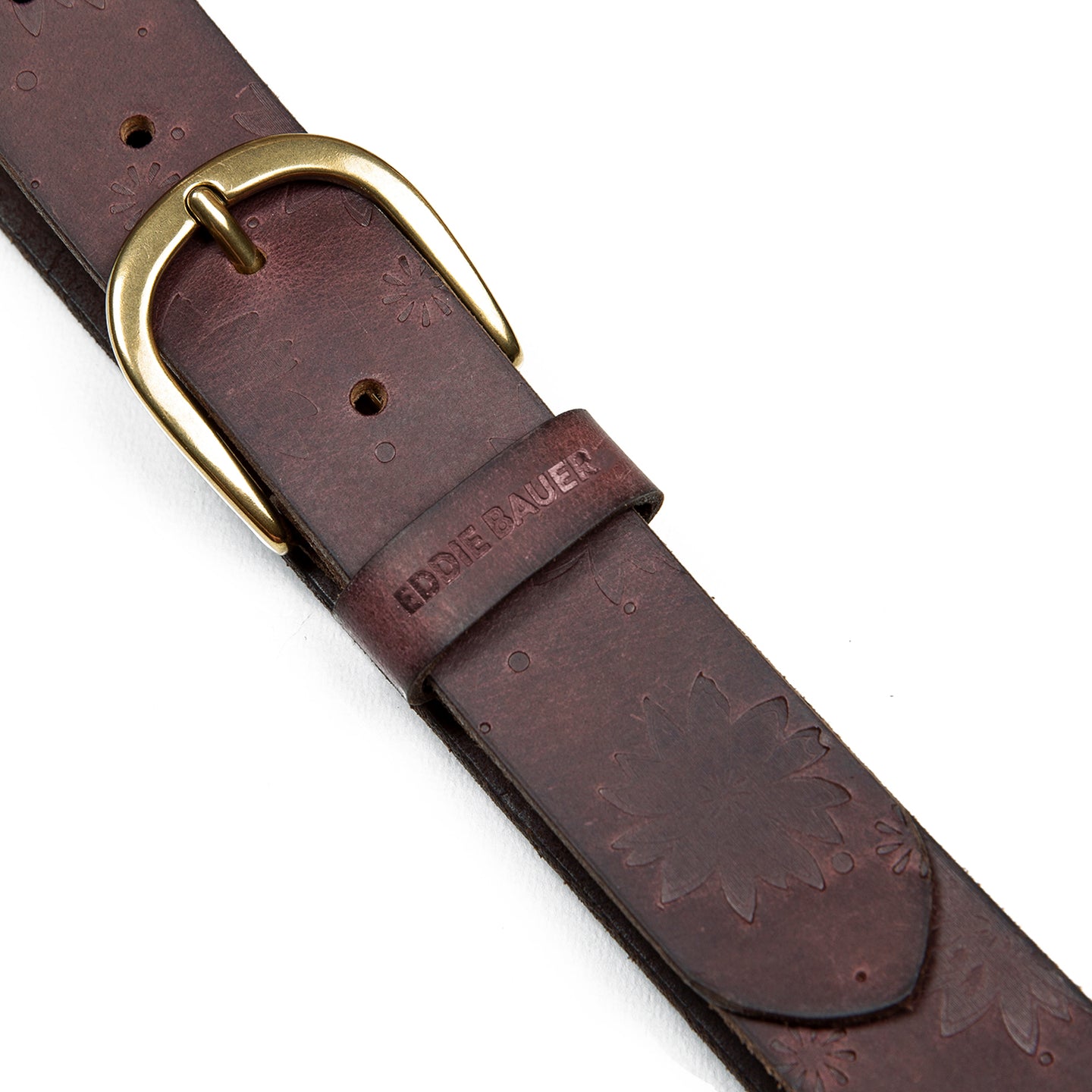 Floral Tooled Leather Belt-Brown-5