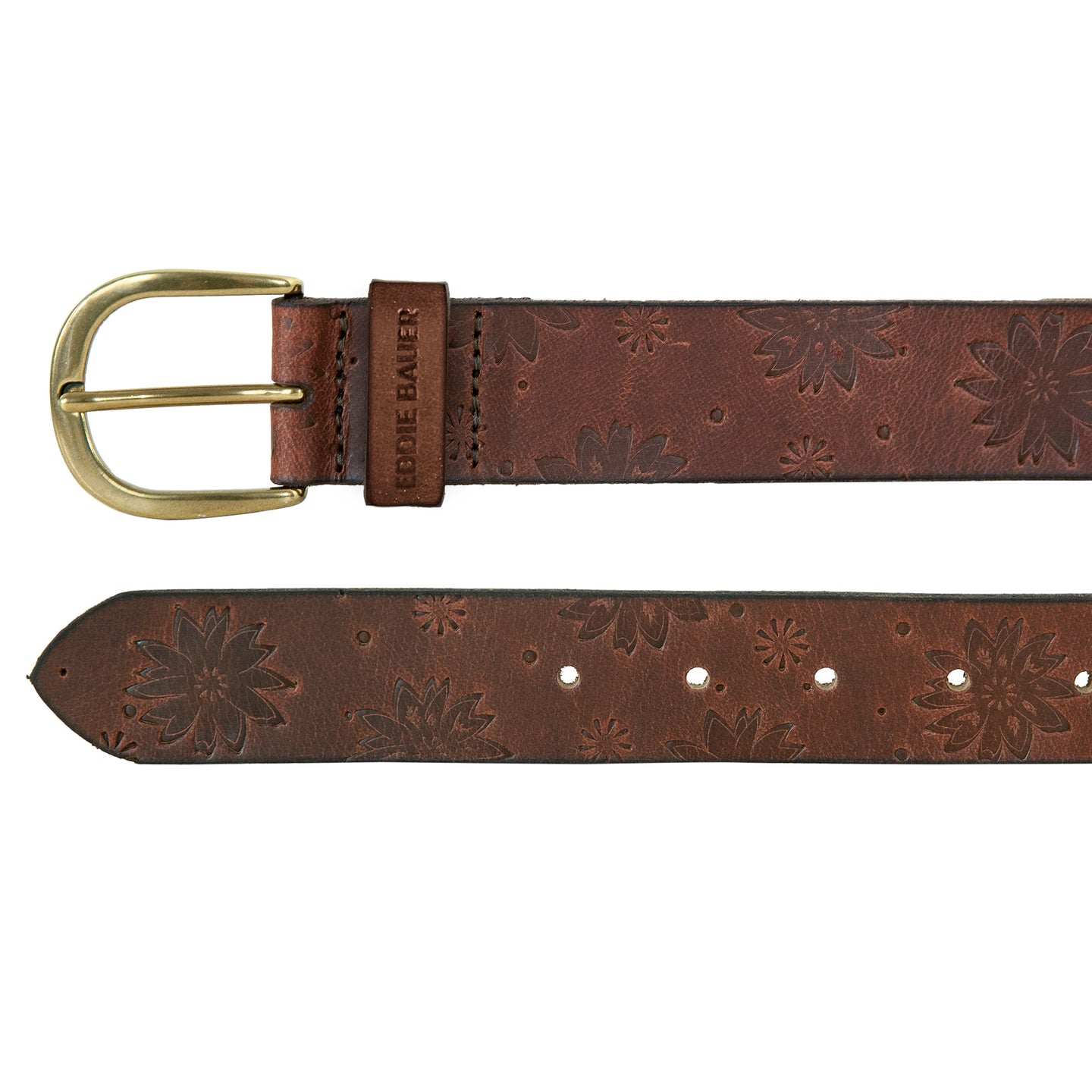 Floral Tooled Leather Belt-TAN-8