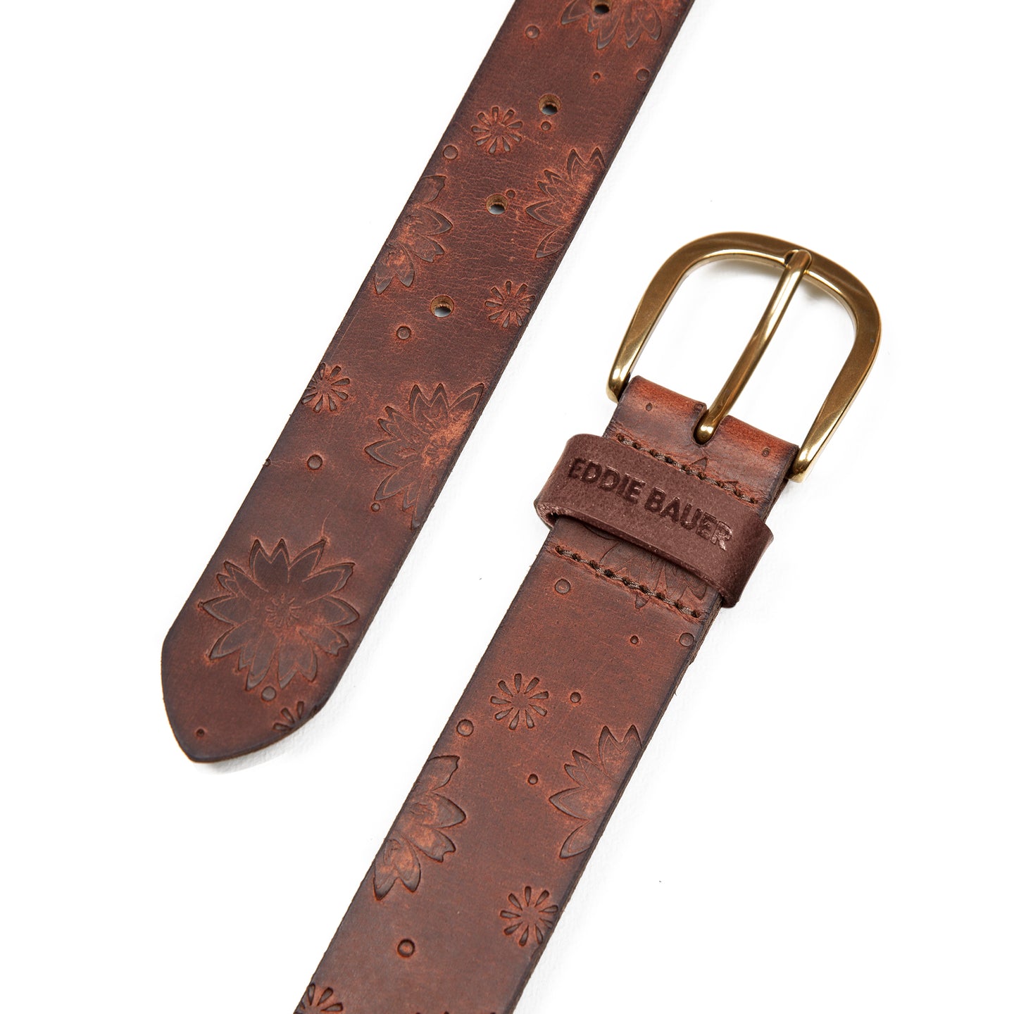 Floral Tooled Leather Belt-TAN-10