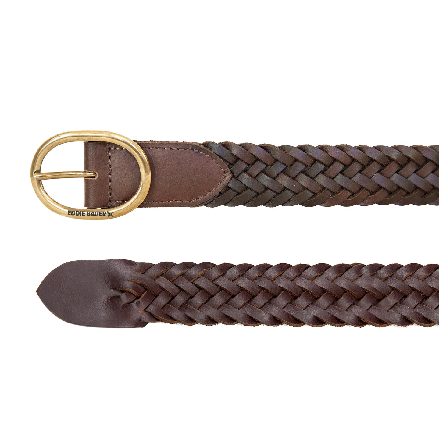 Center Bar Woven Leather Belt-Brown-2