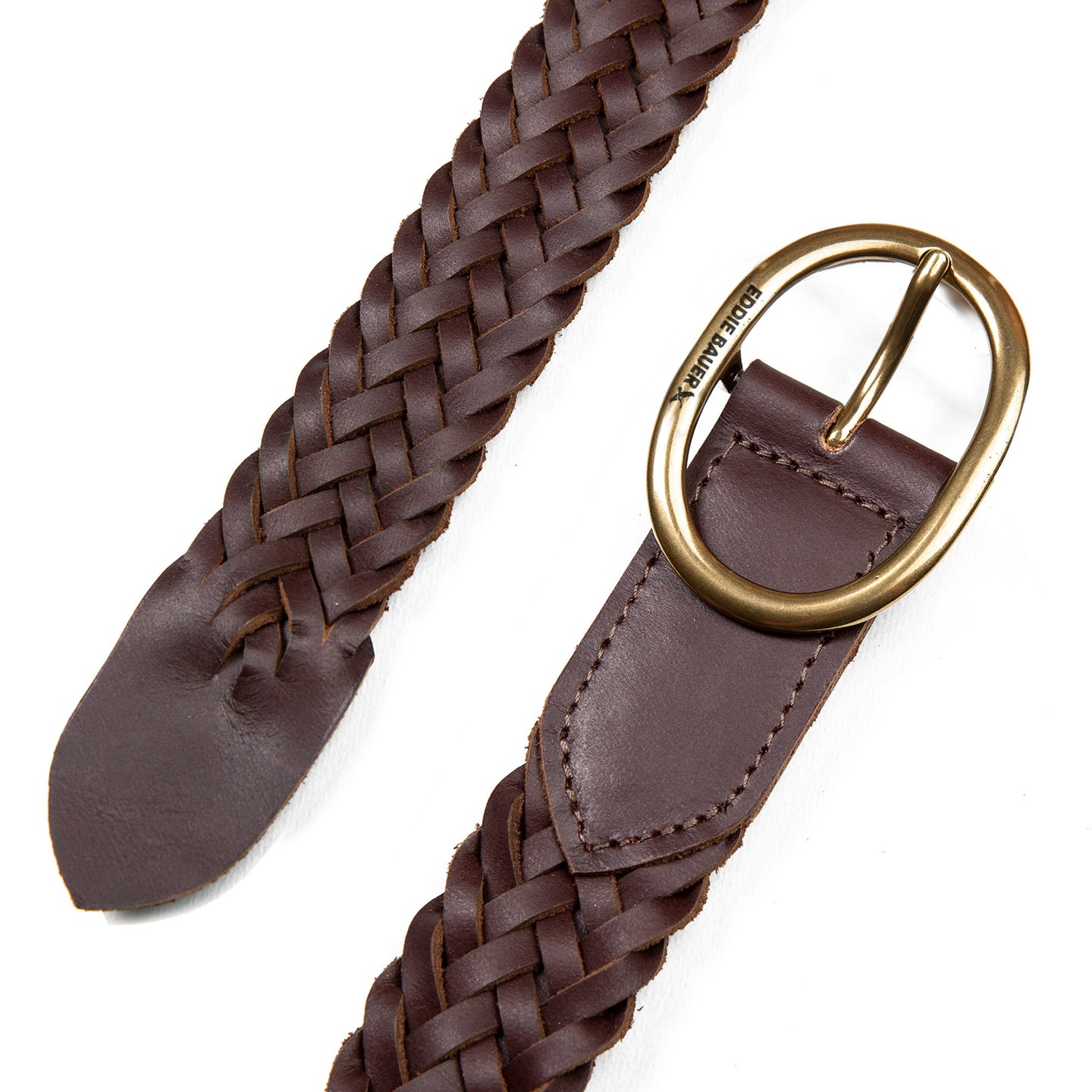 Center Bar Woven Leather Belt-Brown-4