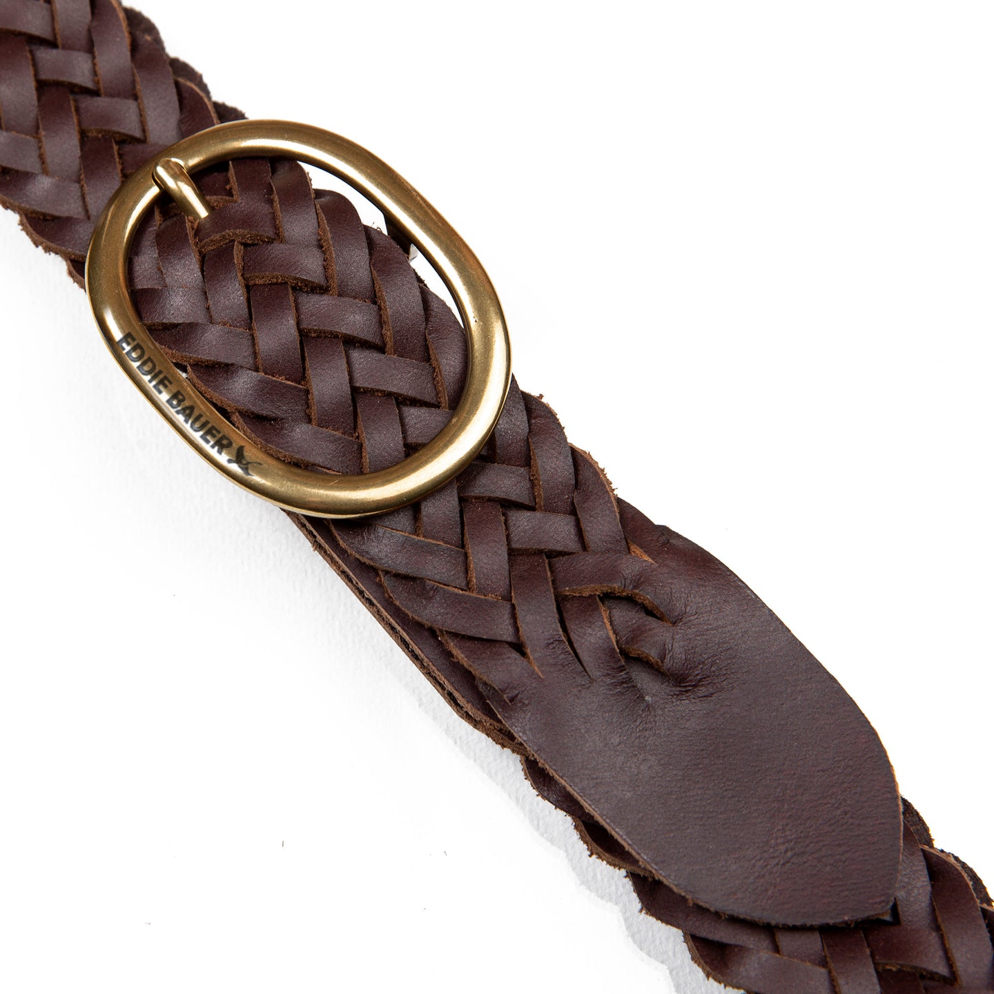 Center Bar Woven Leather Belt-Brown-5
